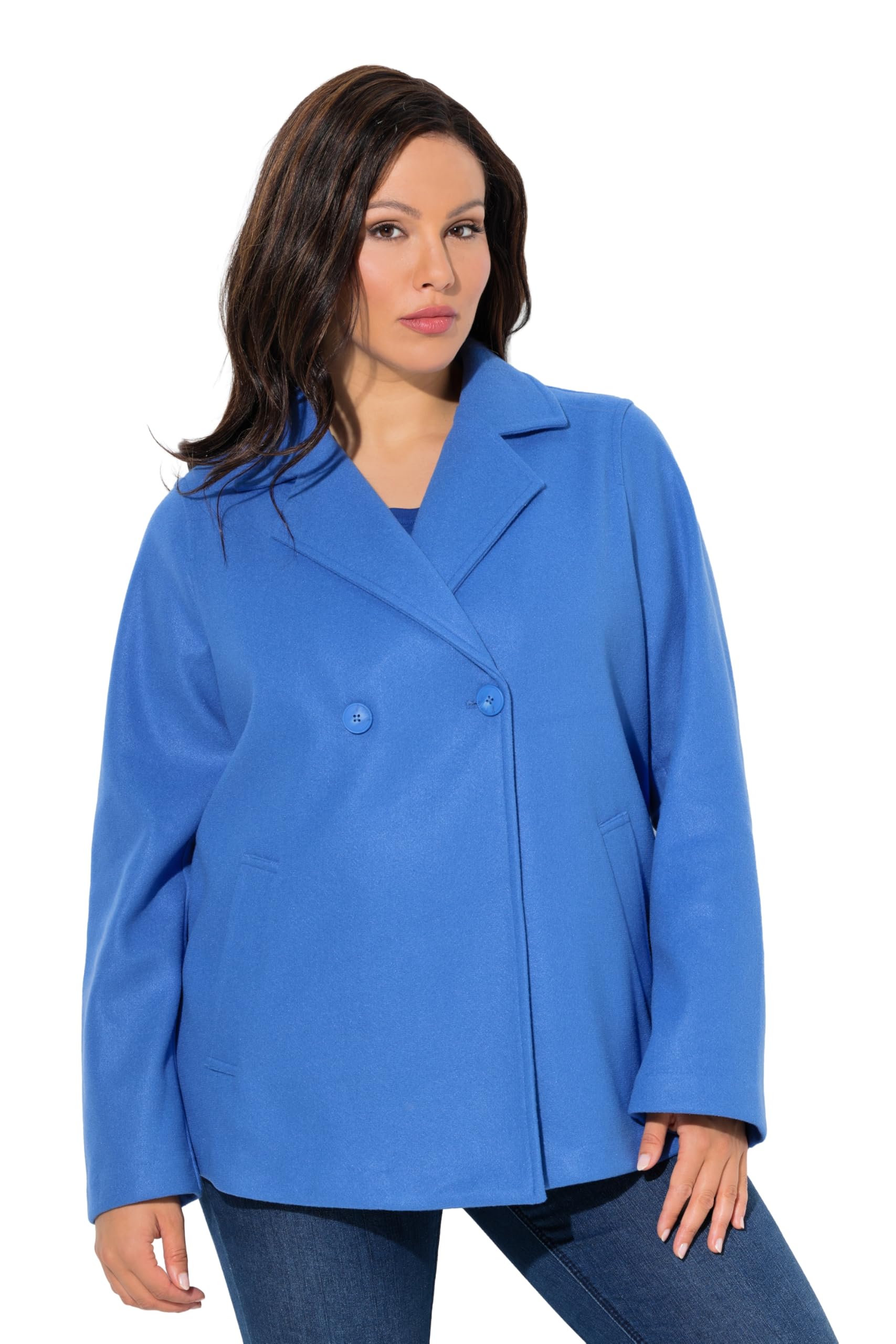 Ulla Popken Damen große Größen Übergrößen Plus Size Fleece-Cabanjacke, A-Linie, Reverskragen, Langarm 846021
