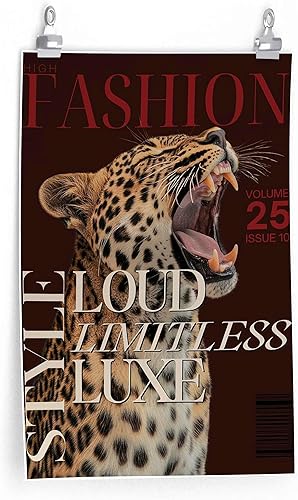 Miniatura 8 de Elegante portada de revista de guepardo, decoración de pared con estampado de leopardo, póster retro de los años 90 para sala de estar, dormitorio,
