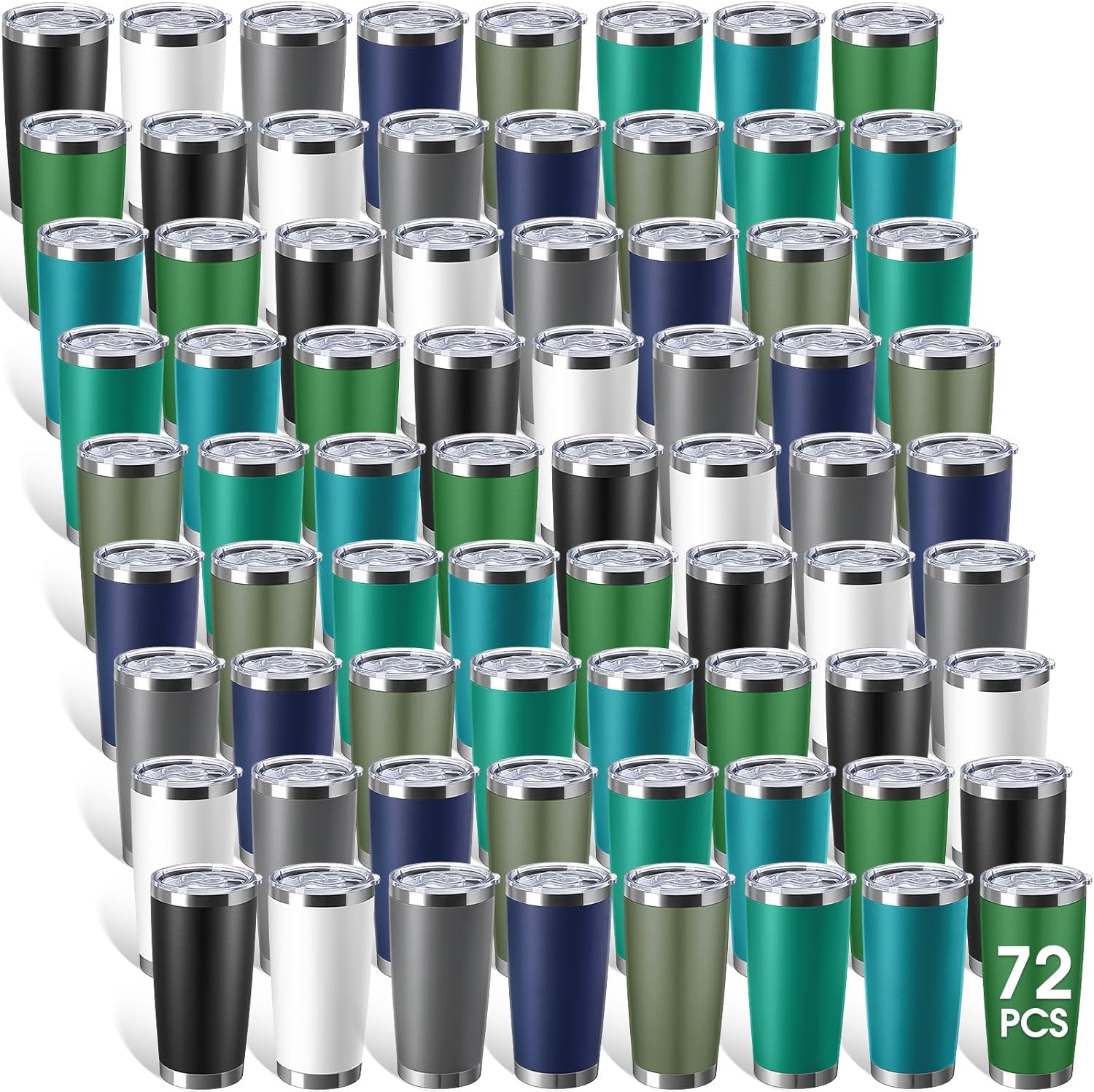 Hsei 72 Pcs Stainless Steel Tumbler Bulk 20 oz Insulated Tumbler Cup Double Wall Vacuum Coffee Mug for Back to School Wedding Birthday Party Coworker Teacher Appreciation Gifts(Mix Color)