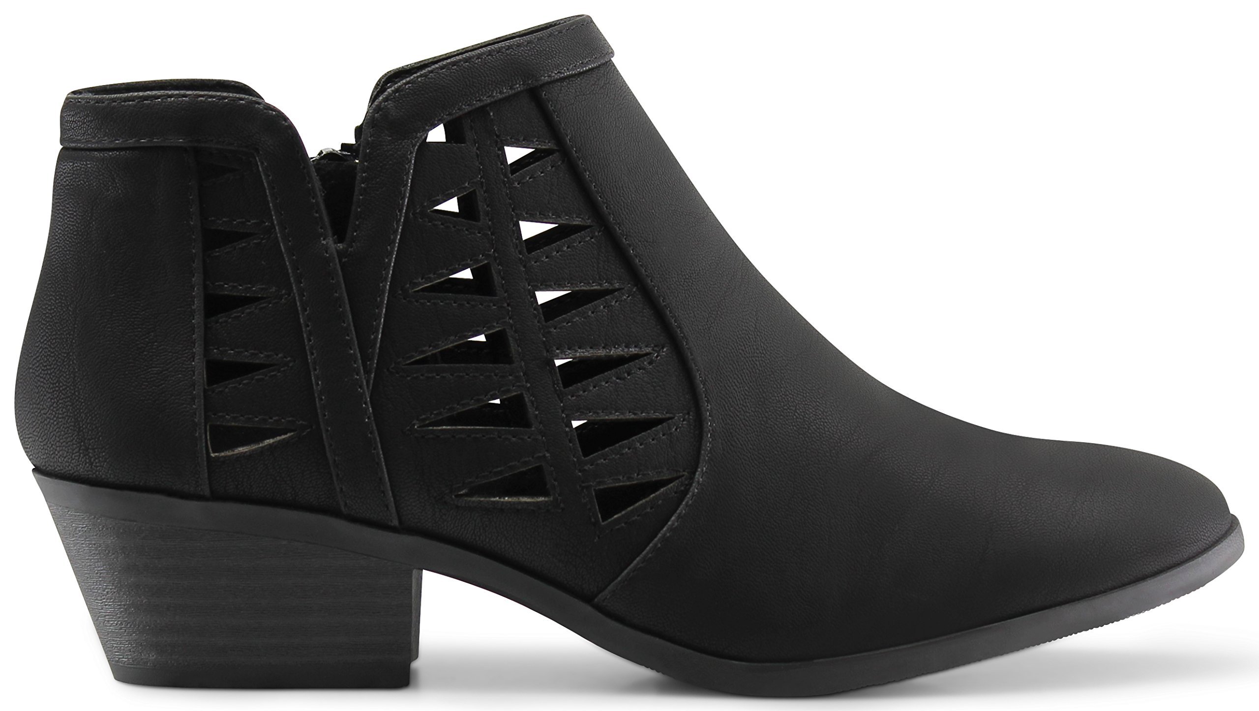 MARCOREPUBLICOslo Womens Perforated Cutout Chunky Shoes - Casual and Comfortable Ankle Booties & Block Stacked Boot Heels for Women