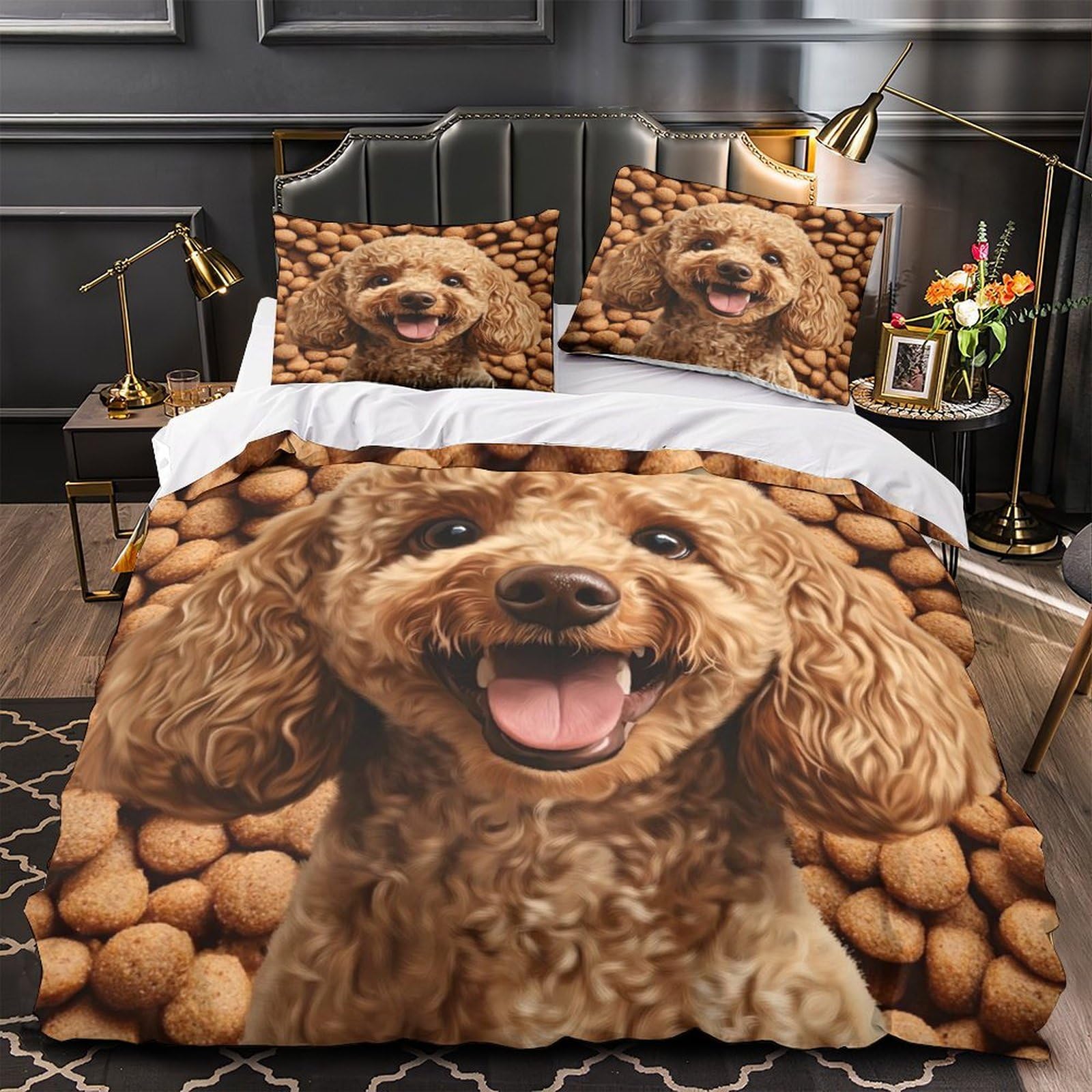 Housse de couette caniche 3D pour transformer la chambre d'un garçon avec un lit douillet