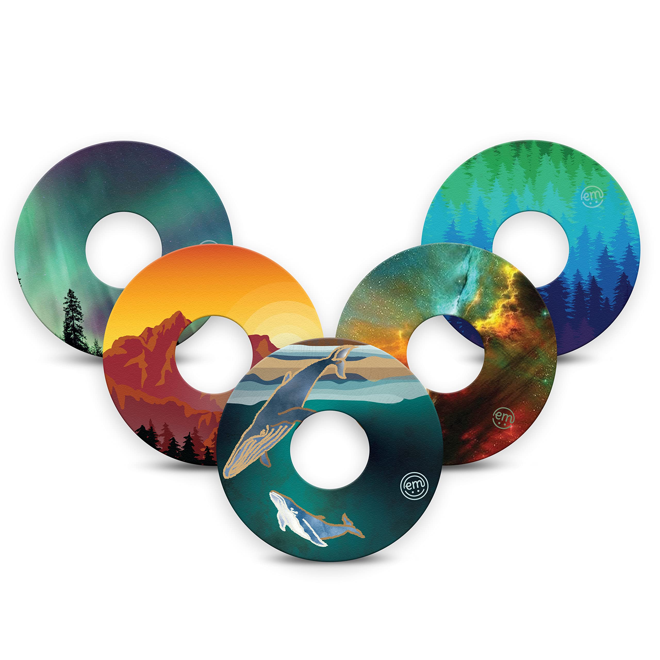 ExpressionMed - Adhesive Patches for Libre 3 (Pack of 5) - Made in The USA, Waterproof, Non-Fraying, Pre-Cut CGM Sensor Tapes (Nature Views)