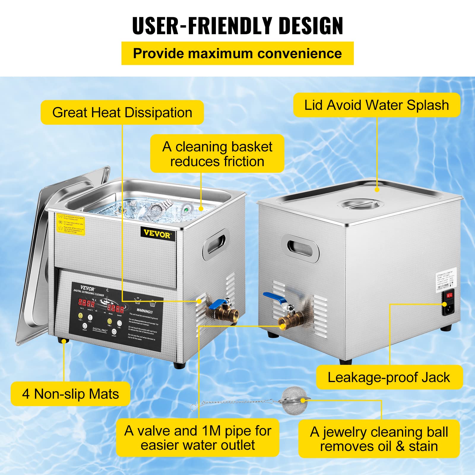 Amazon.com: VEVOR Digital Ultrasonic Cleaner 10L Ultrasonic Cleaning  Machine 50kHz 110V Sonic Cleaner Machine 304 Stainless Steel Ultrasonic  Cleaner Machine with Heater u0026 Timer for Cleaning Jewelry Glasses Watch :  Industrial u0026