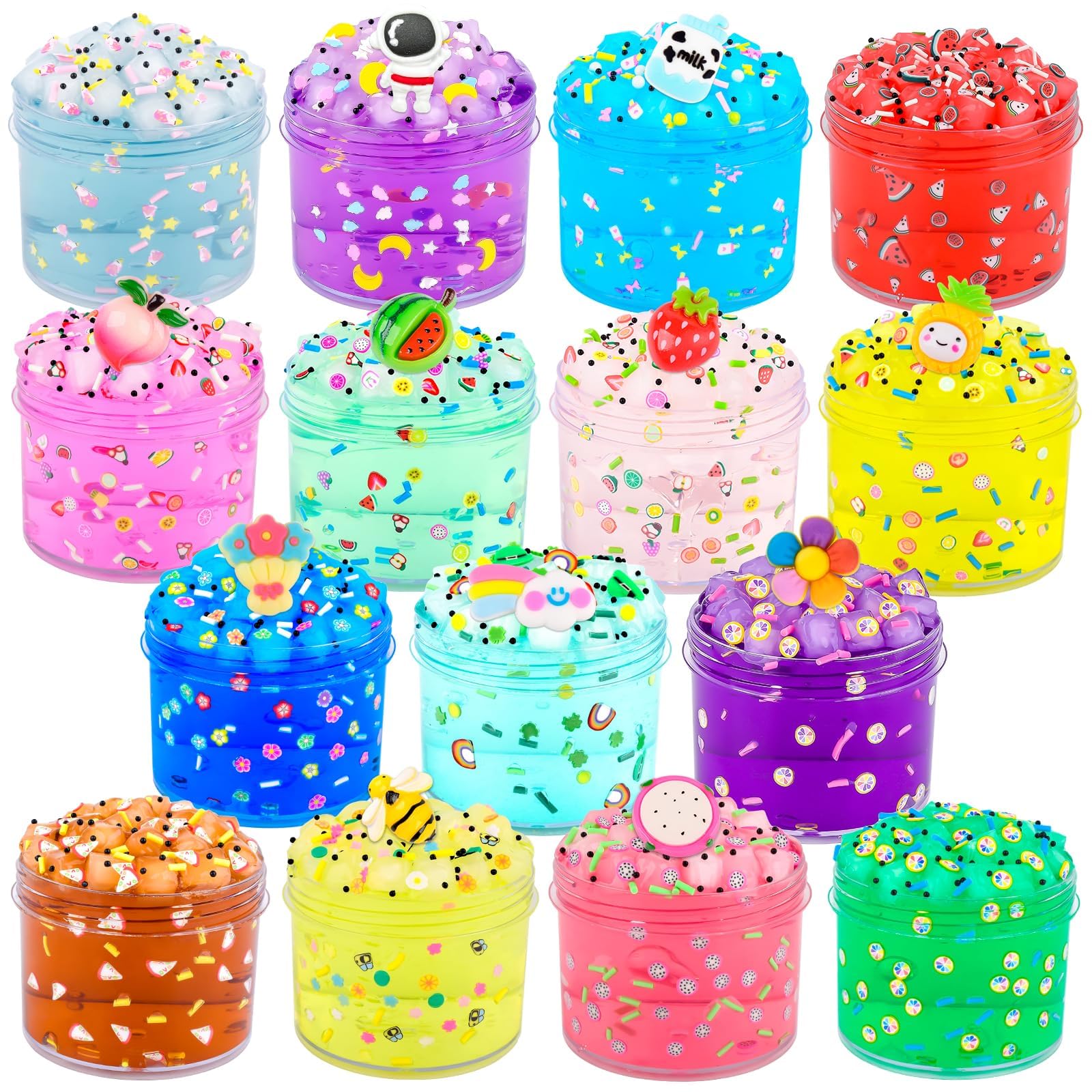 15 Pack Jelly Cube Slime Kit for Girls and Boys, Clear Slime, Pretty Stretchy & Non-Sticky, Party Favors and Birthday Gift, Goodie Bag, Christmas Stocking Stuffers