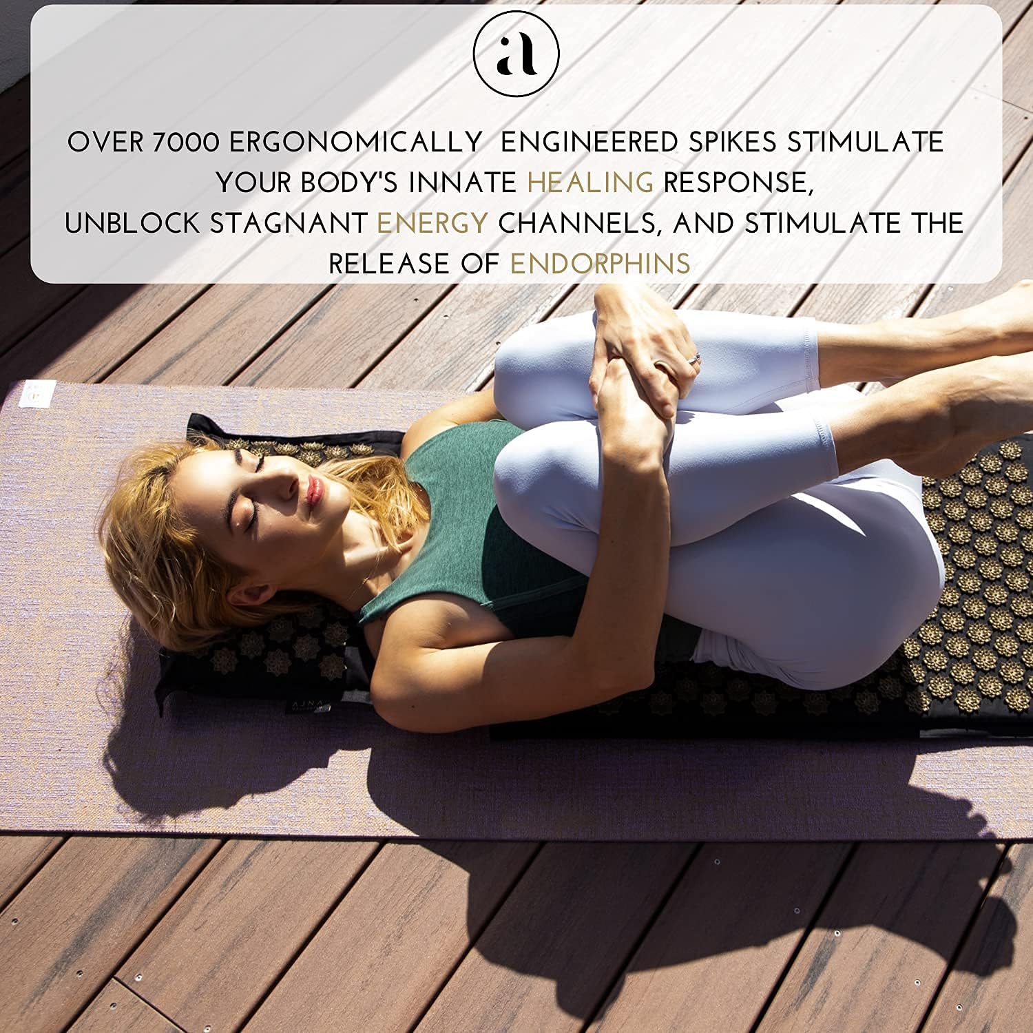 Best Seller Ajna Acupressure Mat and Pillow Set - Natural Organic Linen Cotton Acupuncture Mat & Bag - Back Pain Relief, Neck Pain Relief, Stress Reliever, Reflexology, Sciatica, Trigger Point Therapy - Eco Luxe