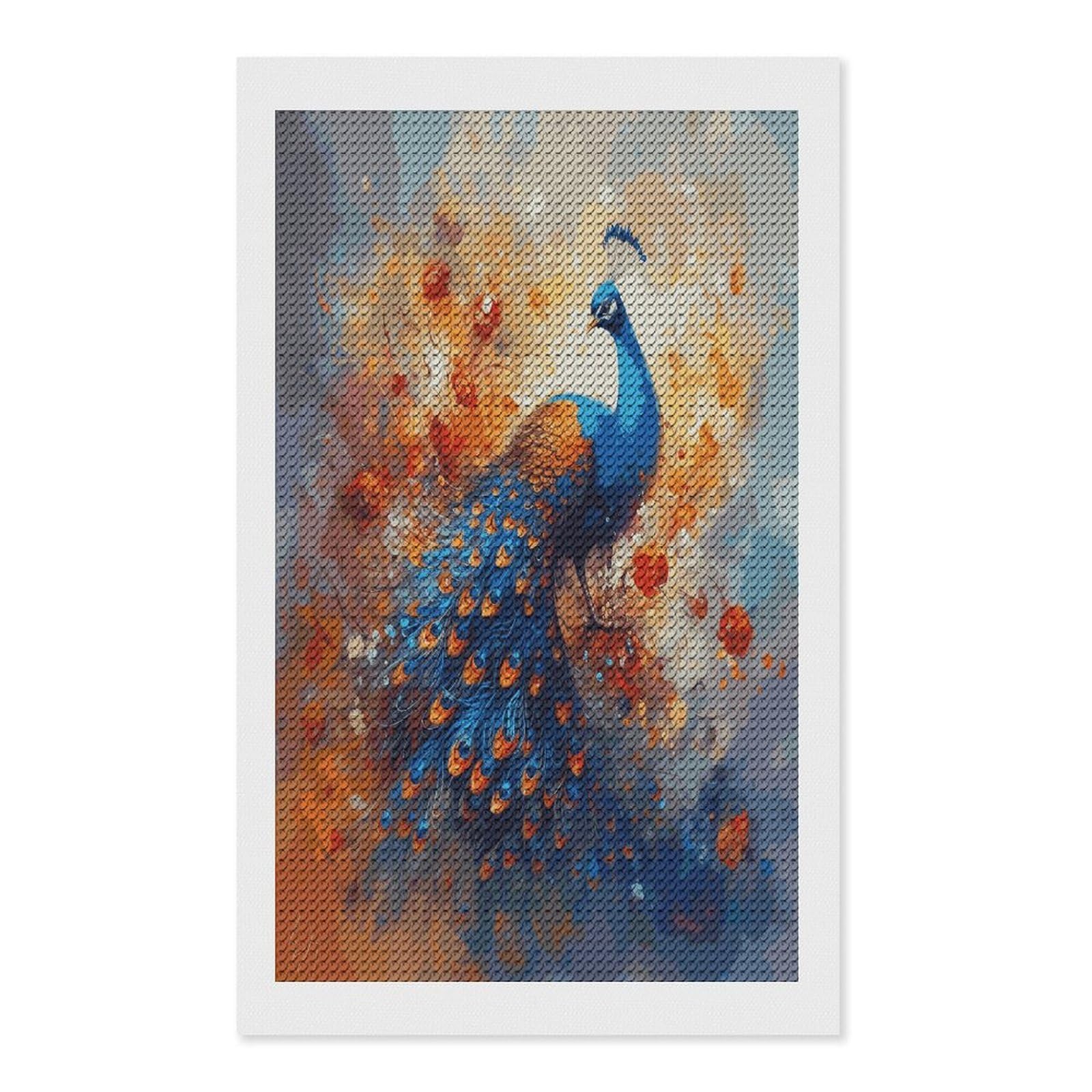 FekiLoot Peacock2 Diamond Painting Kits for Beginners DIY Diamond Art Kits for Adults Full Drill Round Diamond Dot Gem Art Painting Fun DIY Crafts for Home Kitchen Wall Decor Gift 12"x20"