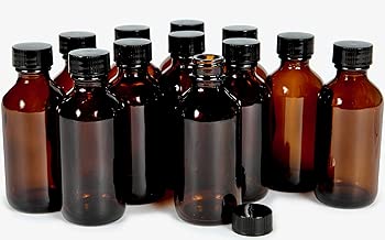 Vivaplex, 12, Amber, 2 oz Glass Bottles, with Lids - coolthings.us