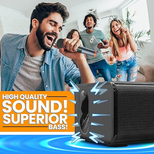 Miniatura 8 de Pyle Experimenta un sonido inmersivo con la barra de sonido Bluetooth Pyle  Sistema de audio de 20 W con 2 micrófonos inalámbricos y control remoto