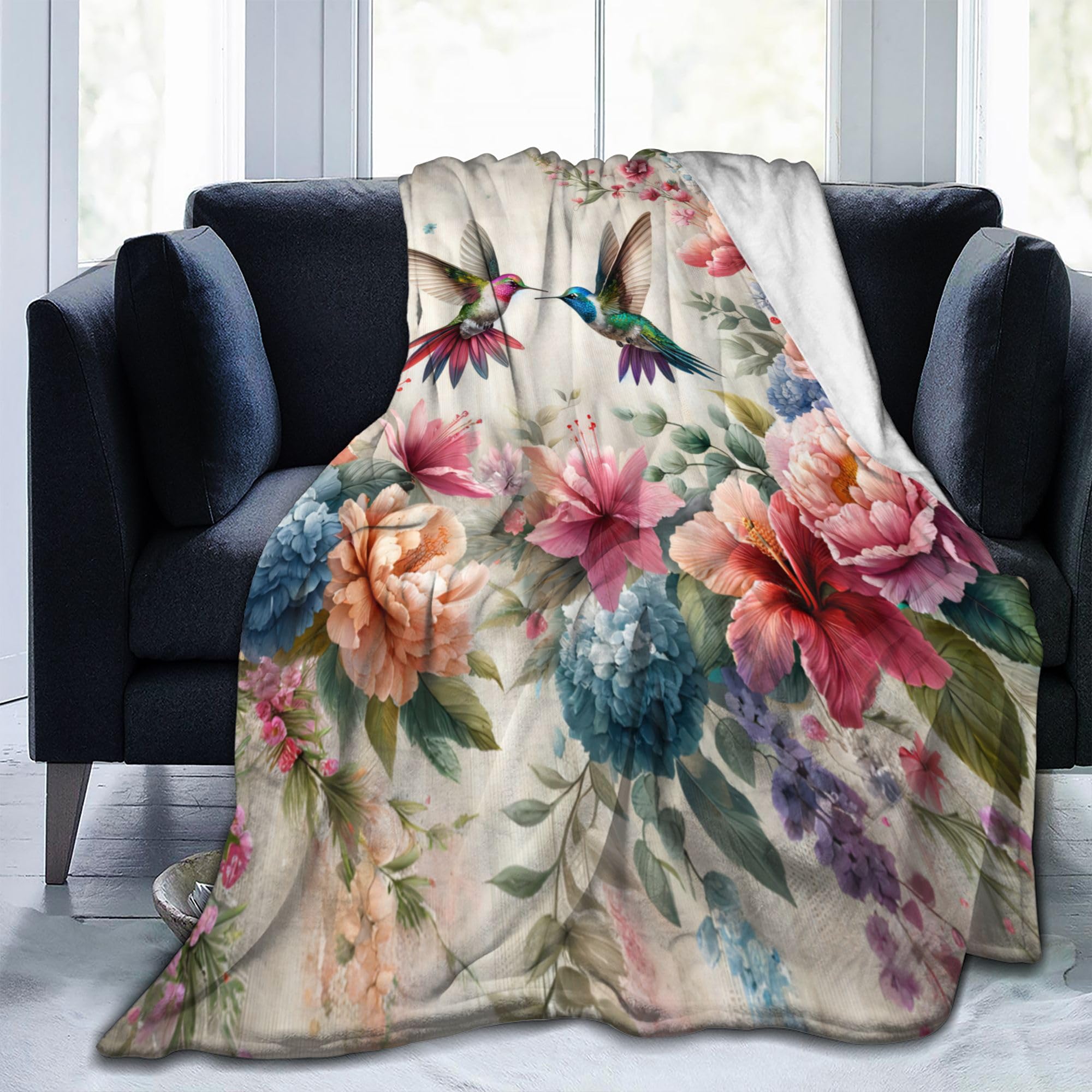DMORJ Coperte in flanella rosa colibrì : Coperta comoda e calda per letto, divano, camera da letto, 100 x 30 cm