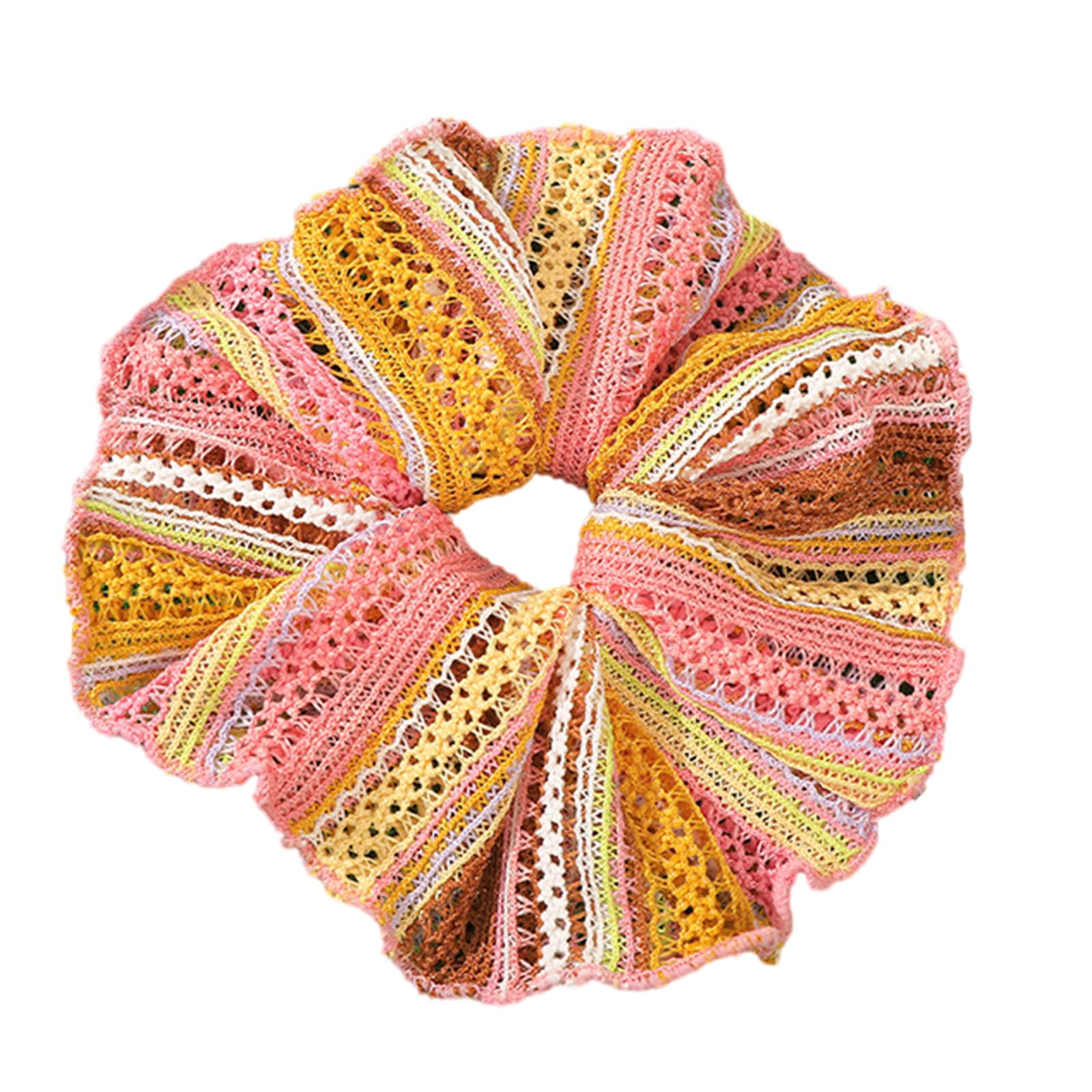 MICFENY Vintage French Styles Elastic Hair Band White Textured Scrunchies For Ponytail Gentle Hold Styling Accessories