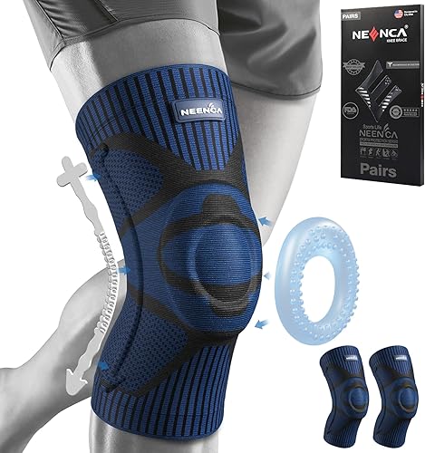 Miniatura 11 de NEENCA Paquete de 2 rodilleras para dolor de rodilla, rodilleras de compresión con almohadilla de gel para rótula y estabilizadores laterales