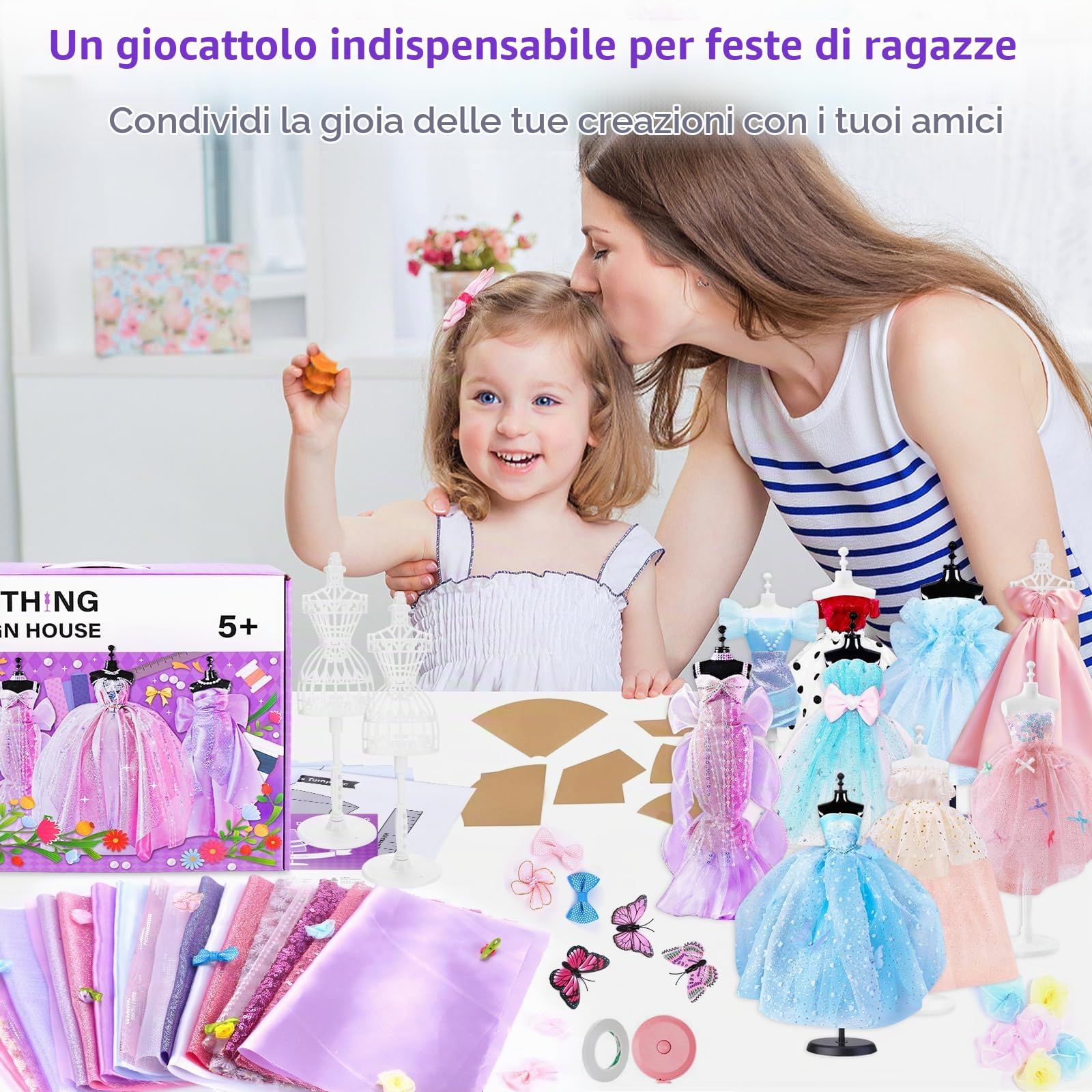 BBWELL Kit di Design di Moda per Ragazze,1200+Kit per Arte e Artigianato Creativi,Lavoretti Creativi Arte e Artigianato Fashion Designer Kit,Cucito Giochi Lavoretti per Ragazze 6-12+ Anni Regali
