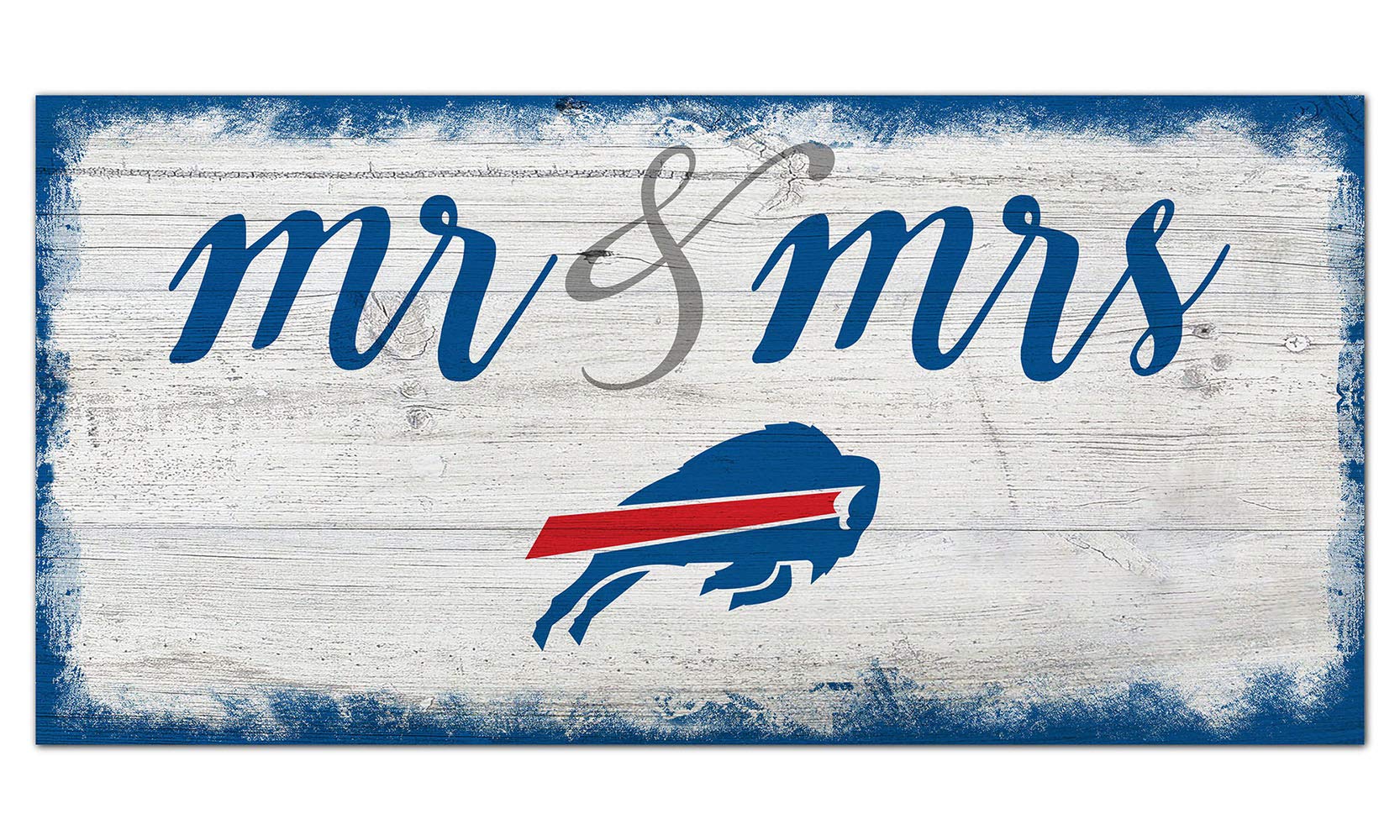 Fan CreationsNFL Buffalo Bills Unisex Buffalo Bills Script Mr & Mrs Sign, Team Color, 6 x 12
