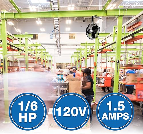 Miniatura 2 de Air King 9618 Ventilador de montaje de haz en I de grado industrial de 18 pulgadas y 1/6 caballos de fuerza con 3,190 CFM, acabado negro