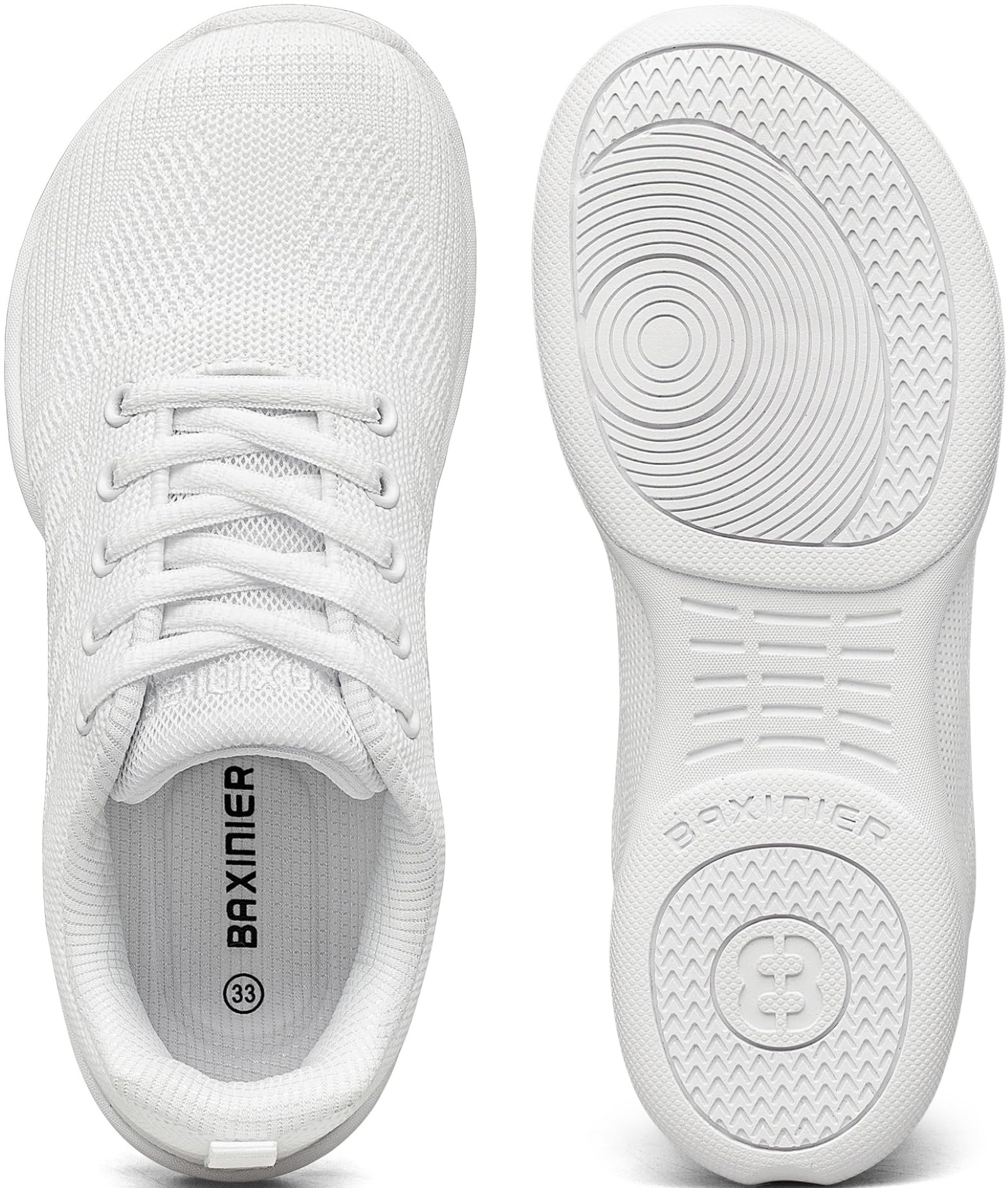 BAXINIER Cheerleading-Schuhe für Mädchen, breit, für Kleinkinder, leicht, für Jugendwettbewerb, Training, Tanz, Tennis, Weiß