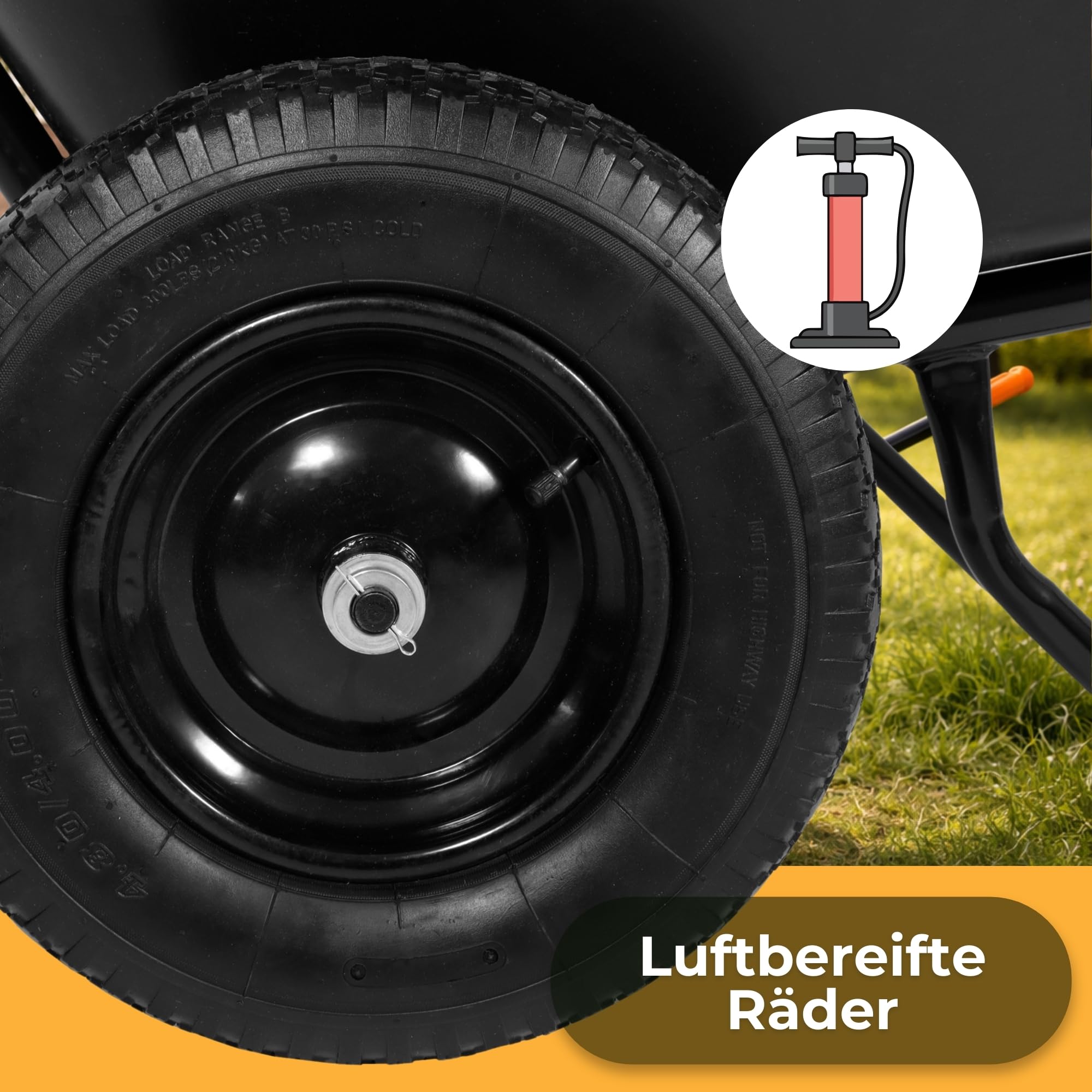 SPRINGOS Schubkarre 300 Liter Zweirad-Schubkarre Gartenschubkarre