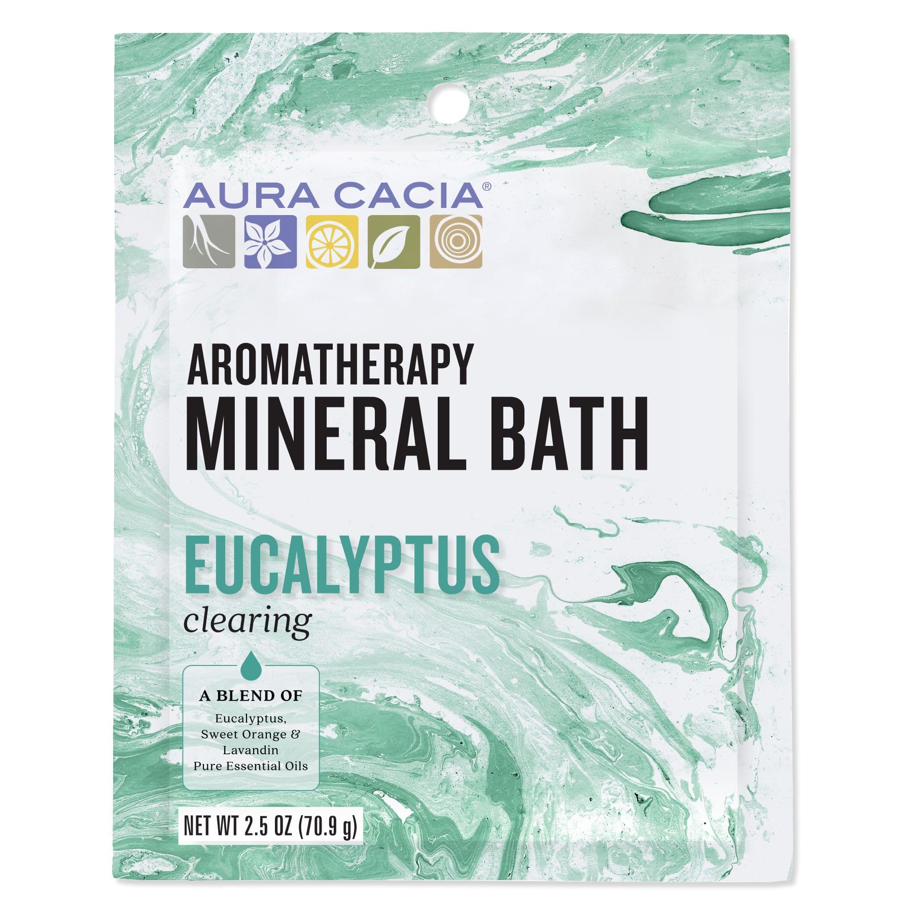 Aura Cacia Clearing Eucalyptus Aromatherapy Mineral Bath Salt, 2.5 Ounce Packet - 6 per case.6