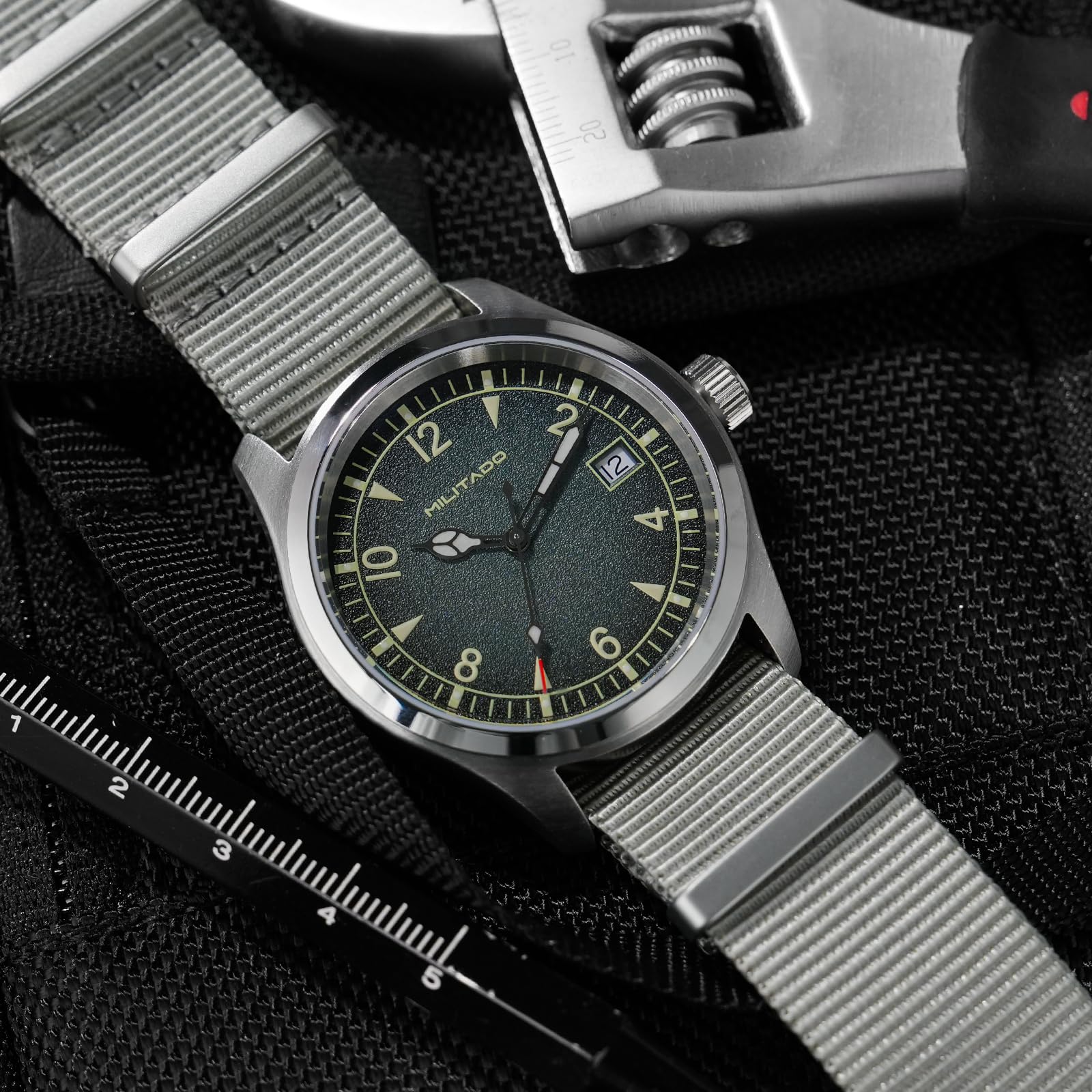Tactical Frog ML08 Japanische Militäruhr VH31 38 mm für Herren, Militäruhr aus Saphir-Kristall, wasserdicht, 10 ATM, analoge Armbanduhr für Damen und Herren