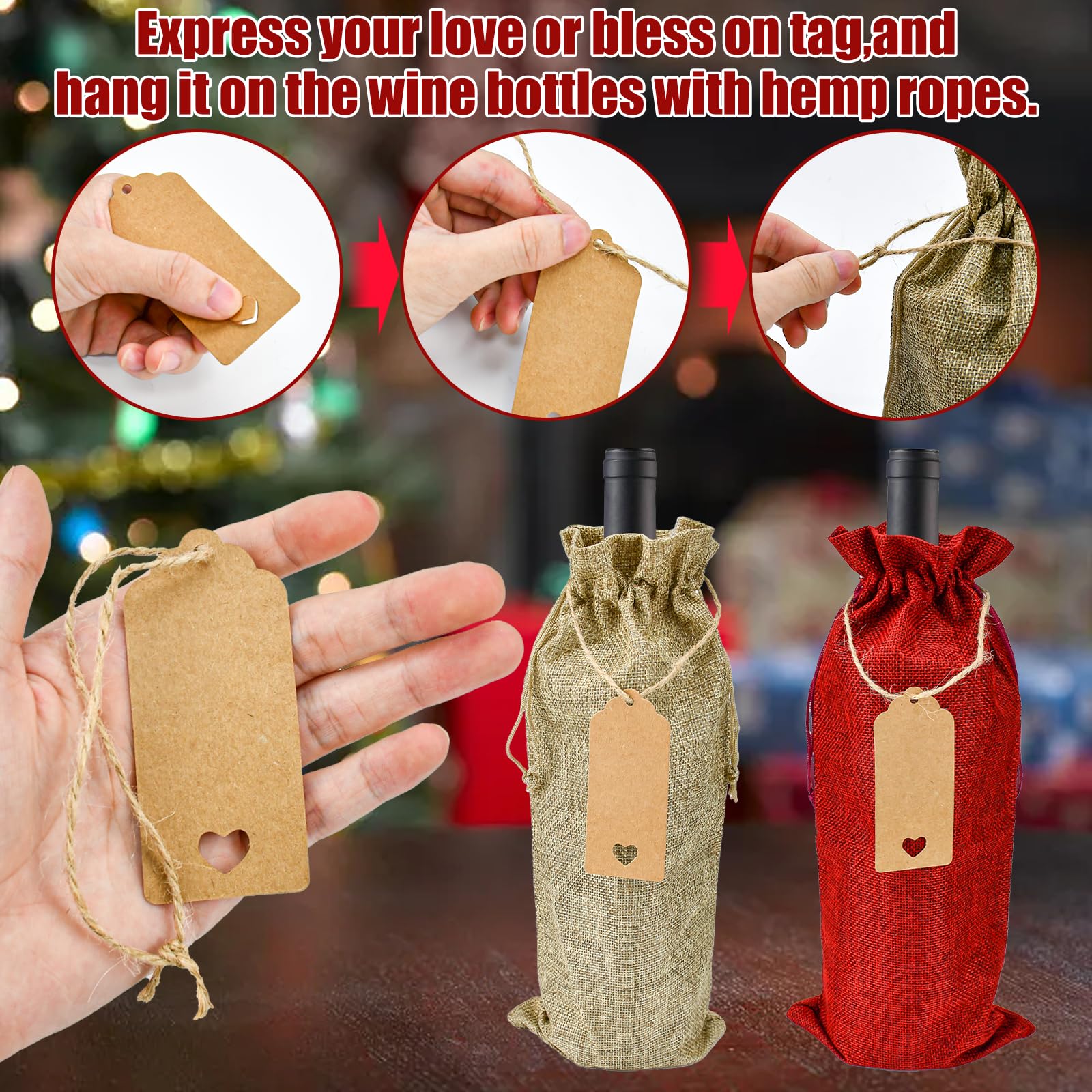 Regalos Bodas Eventos Bolsas Vino EMAGEREN 12 Unidades - Arpillera Con  Cordón Para Regalos Navideños Bolsas Arpillera Vino Navidad Boda Tarjetas, image size:1600x1600