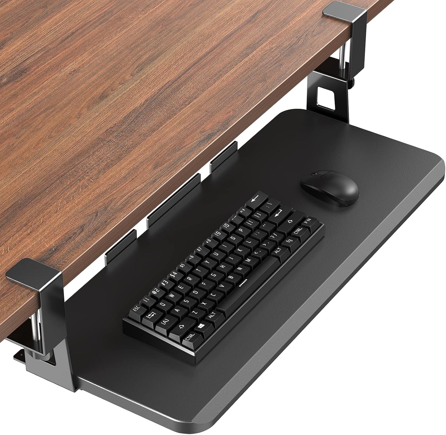 HUANUO Keyboard Tray Under Desk, Large ClampOn Keyboard Tray Comfort
