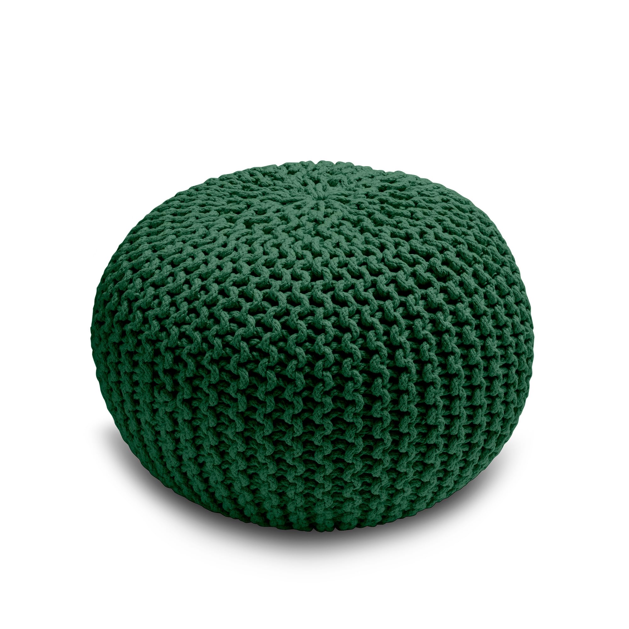 Home Sweet Home UK Handmade Ottoman Large Knitted Pouffe Footstool - 100% Cotton Chunky Knitted Round Pouffes For Living Room - Suitable For Resting Feet, Occasional Seating & Decor