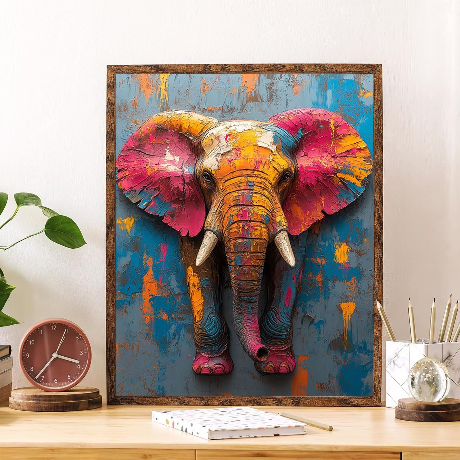 Peinture Numero Adulte - Éléphant Peinture Numero Enfant Débutants, Animal DIY Kit Loisir Creatif Adultes, avec Toile Infroissable, Pinceaux et Pigment Acrylique, pour Décoration Maison 60x80 cm h-1