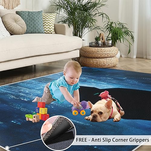 Miniatura 5 de Cyberpunk Rugs for Bedroom, Cyberpunk Hacker Area Rug, Futuristic Rugs for Living Room, Indoor Non-Slip Rug, Machine Washable Carpet for Front