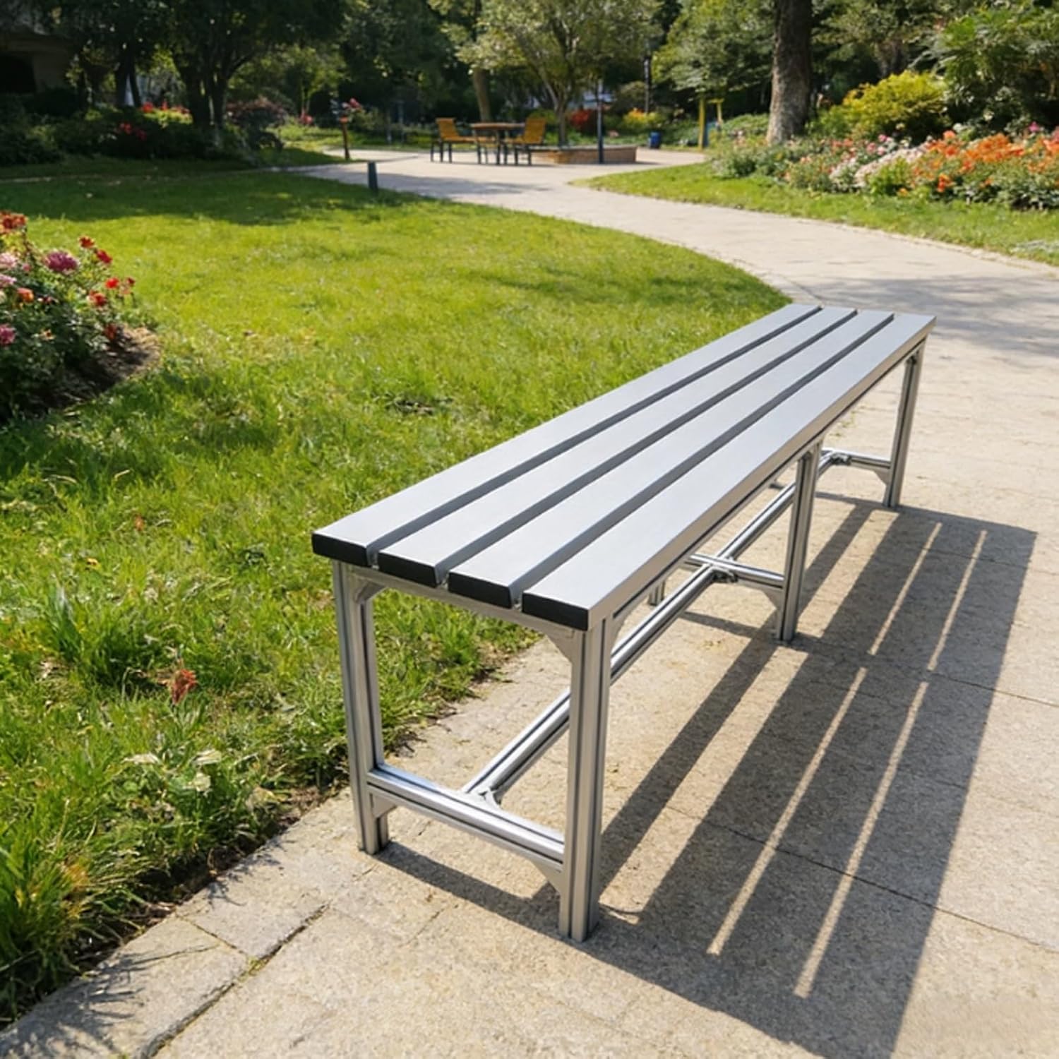 Aluminum Park Bench, Outdoor Metal Bench, Accommodate 2 to 5 People, Suitable for Streets, Residential Areas, Courtyards, Lawns(150x36x45cm/59x14x18in)