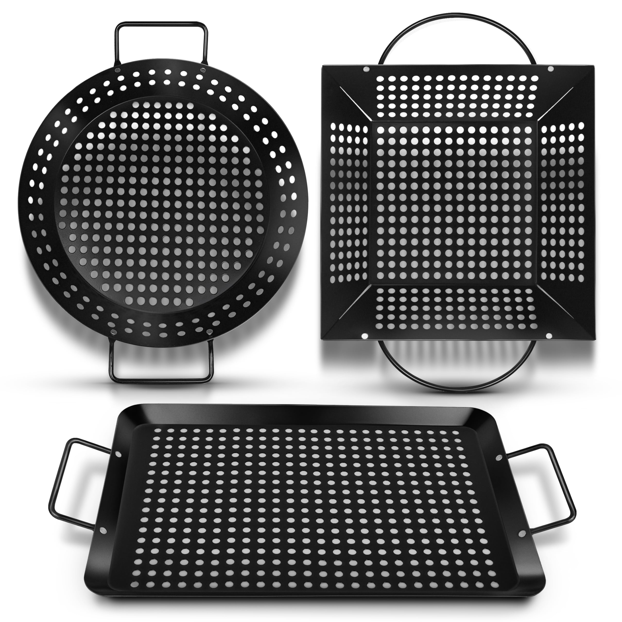 Qetumst Large 3 Piece Grill Basket Set