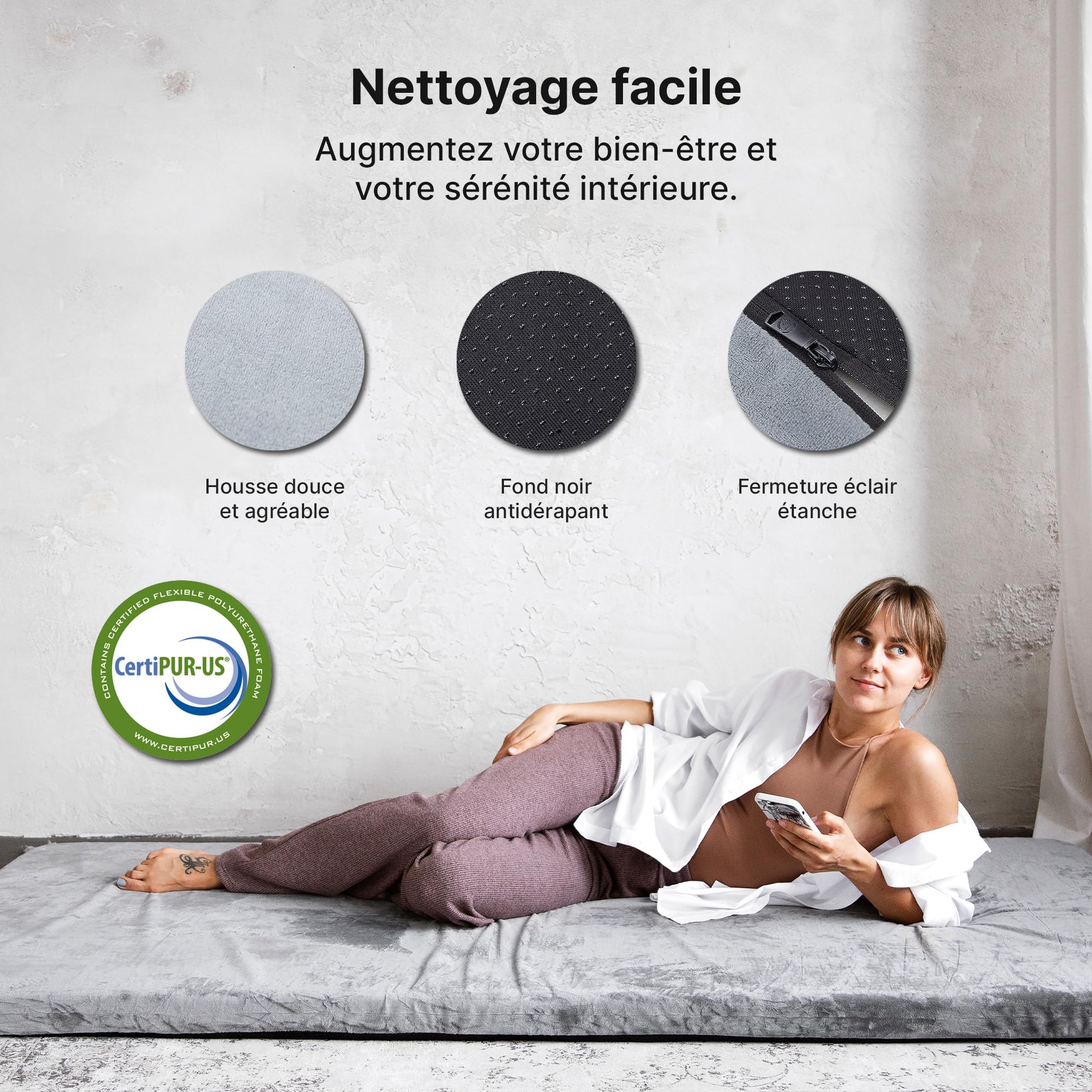 Matelas de camping pliable - Matelas de qualité supérieure avec mousse à mémoire de forme - Idéal comme matelas de sol, matelas pliable ou lit d'invité - Pour la maison et le camping