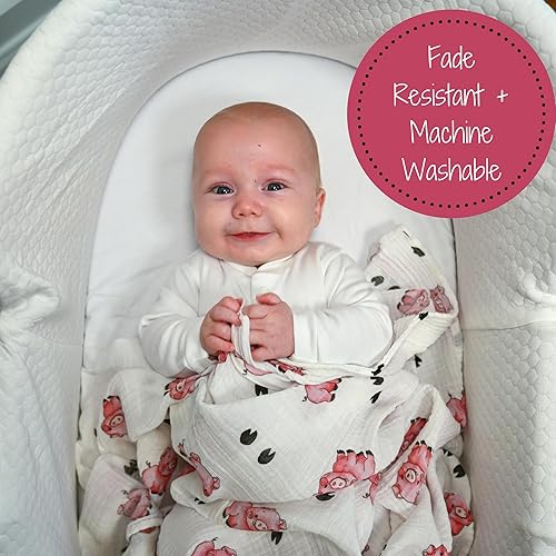 Miniatura 19 de LollyBanks Manta de envolver, 100% muselina de algodón para niños y niñas, grande de 47 x 47 pulgadas, manta de bebé suave y transpirable, artículos