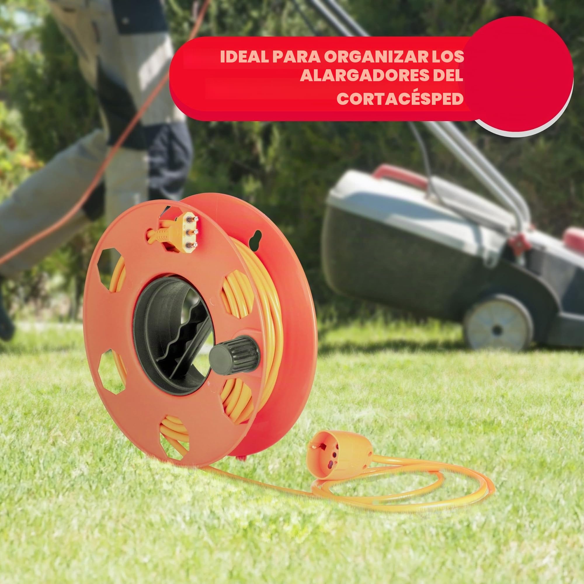 POLY POOL PP2603 Rodillo Carrete de Cable Profesional ROLLY, para Prolongadores Eléctricos, Cuerdas, Tubo Flexible, Adecuado para Cortacésped.