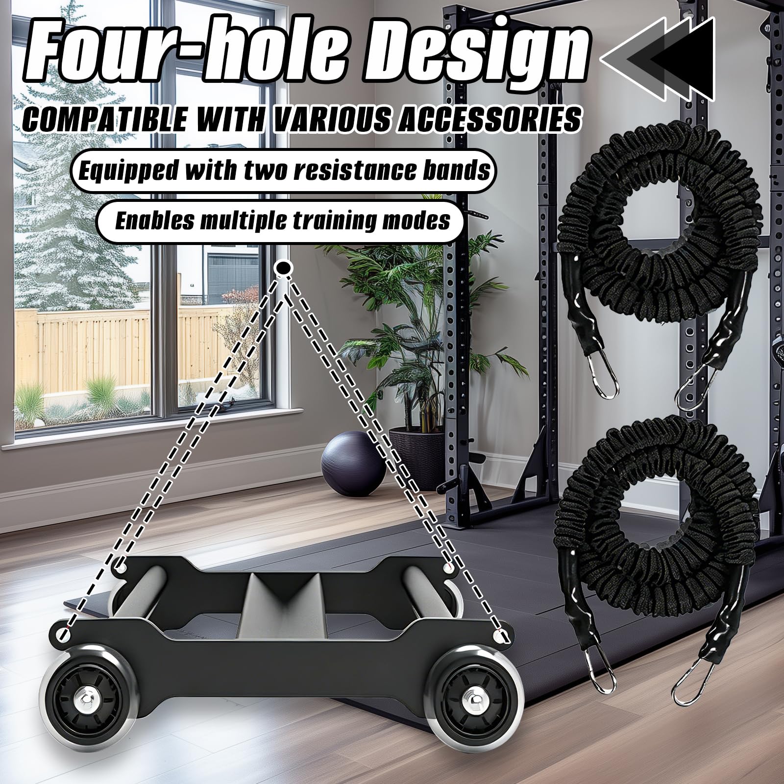Rullo Addominali, Core Trainer con 2 Elastici Fitness e Ruote Silenziose Barra a V per Ischiocrurali e Allenamento Full Body Attrezzi Palestra in Casa per Addome e Gambe Ab Roller