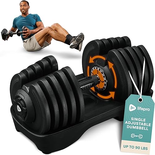 Miniatura 14 de Lifepro Adjustable Dumbbells Set – 15lb, 25lb Pair or 43lb, 55lb & 90lb Single – Quick Adjustment, Anti Slip Handle – Space Saving & Strength Ajuste