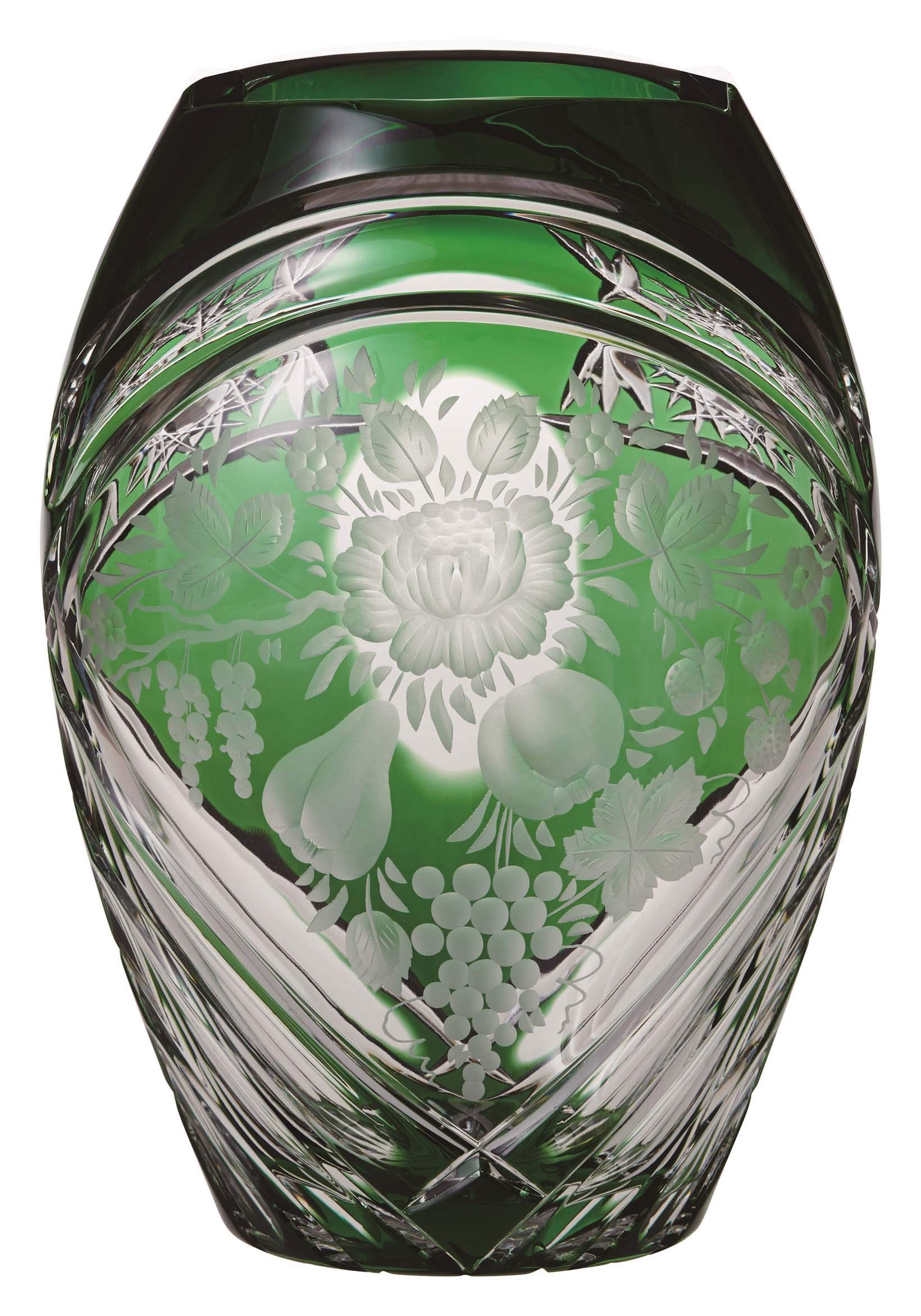 ELBE CRYSTAL エルベ マドライン 色被せクリスタル グリーン 花器 ELBE CRYSTAL エルベ マドライン 色被せクリスタル グリーン 花器