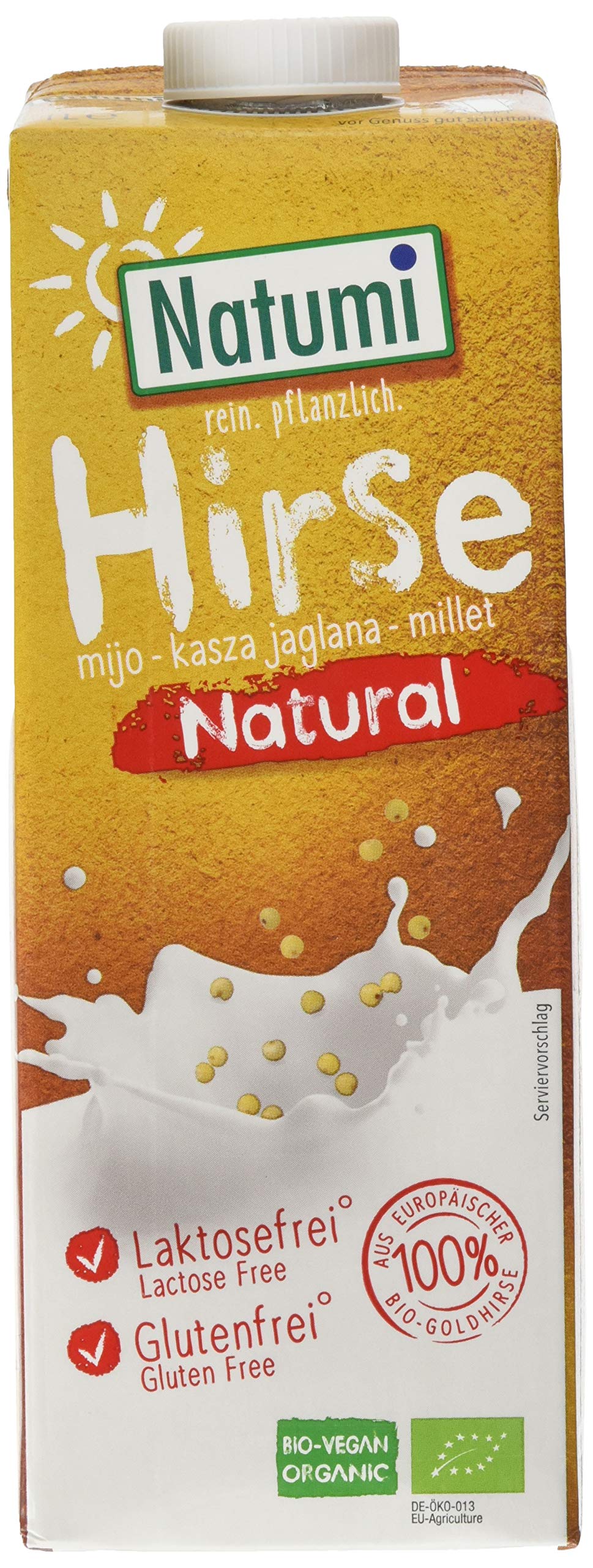 Natumi Hirsedrink Natural Ungesüßt Hirse Drink Bio Veganer Milchersatz, Neutral, 1 ltr (6er Pack)