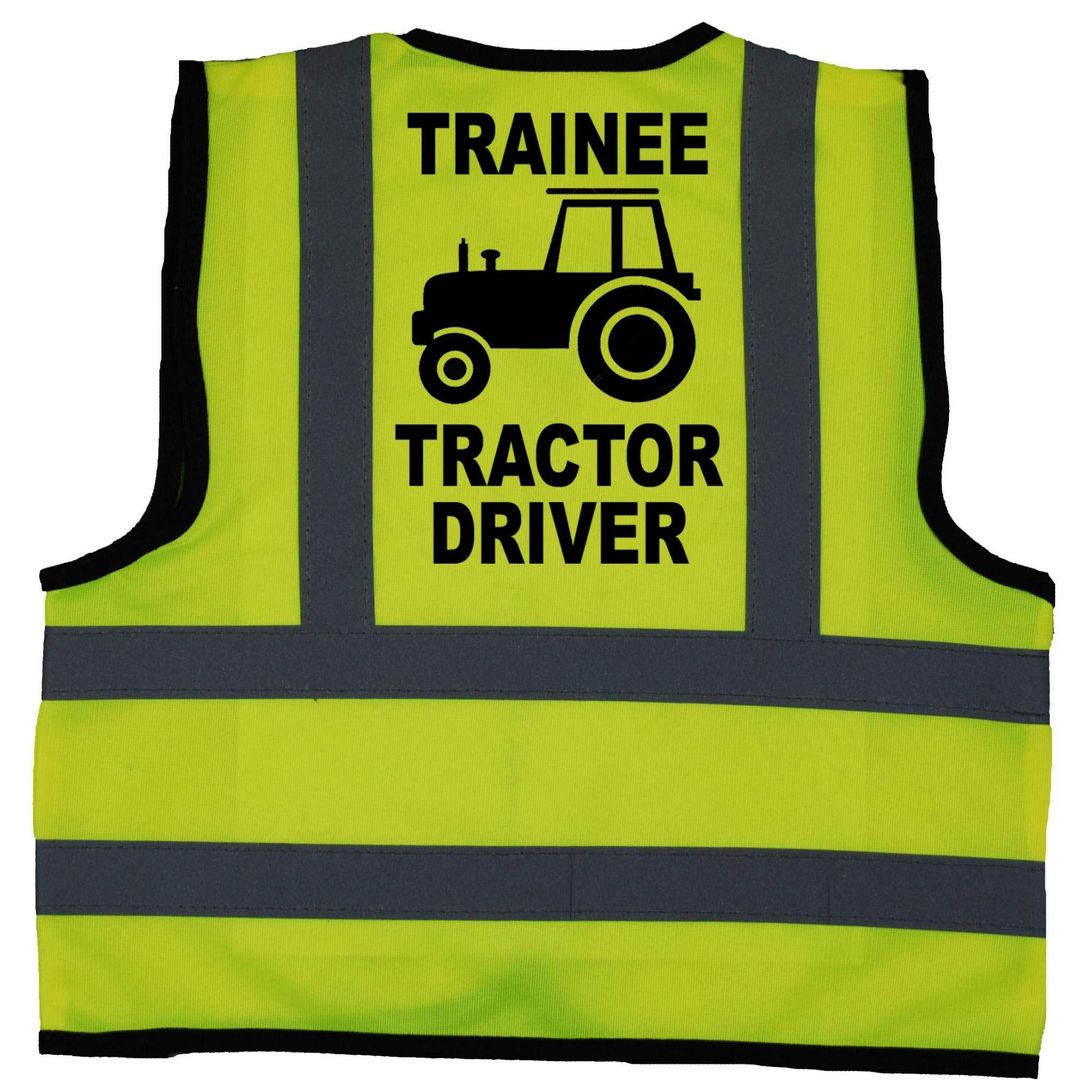 Acce Products Trainee Tractor Driver Baby Children Kids Hi Vis Safety Jacket Vest Size 2-3 Years Yellow Personalised On Front