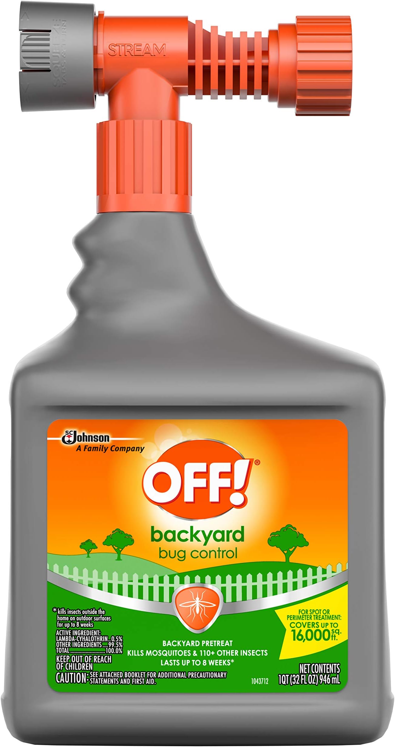 OFF! Backyard Bug Control Yard Pretreat Hose End Sprayer Kills and Repels Insects Covers up to 16,000 Square Feet Outdoor Use 32 Ounce (Pack of 2)