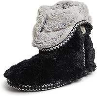 Dearfoams Women's Fuzzy Memory Foam Beth Bootie Slipper Socks with Grippers - Cozy, Versatile Comfort