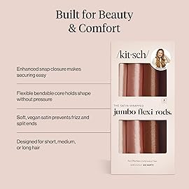 Kitsch Satin Hair Curlers, Heatless Curling Rod - Jumbo Flexi Rod, Heatless Hair Curler - Hair Curlers to Sleep In - No Heat Overnight Curls - For All Hair Types and Texture - 4pcs Rosewood