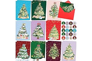 Christmas Tree Cards 20 Pack Vintage Christmas Cards Retro Holiday Greeting Card...