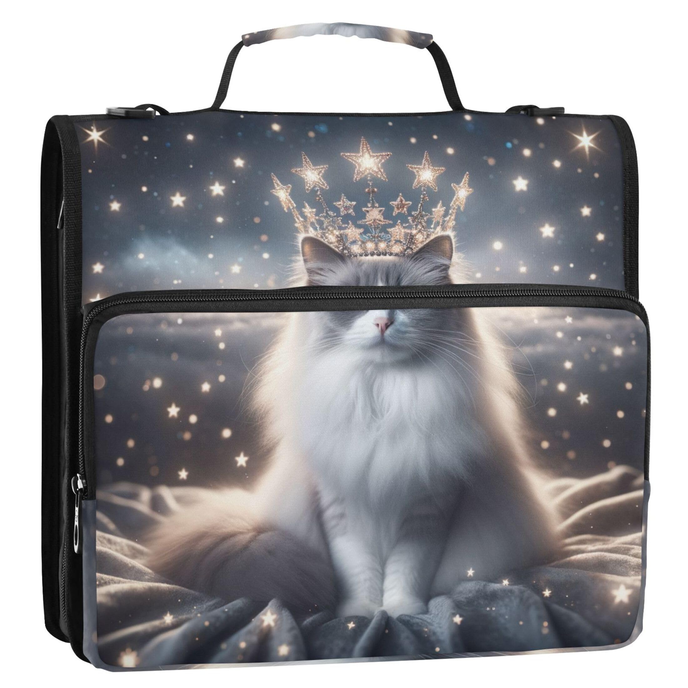 Colorful 1.5 Inch 3 Ring Binders Heavy Duty Kitten Ragdoll Cat Print Zipper Binder Organizer Storage Portfolio Case with Handle School Binders Bag with Shoulder Strap