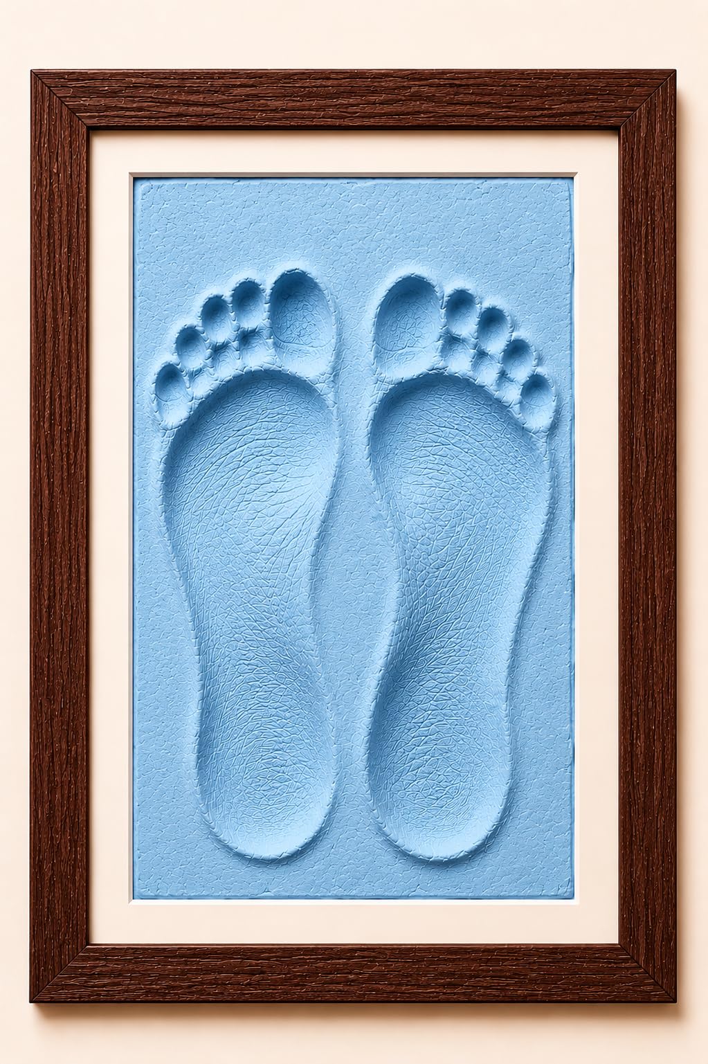 Dream Gifts Adult, Couple, Blessings Clay Handprint & Footprint Kit with XL Box Frame (37cm x 28cm x 2.5cm) & Impression Clay (750 GMS) (Brown Frame-Sky Blue Clay)-image-2