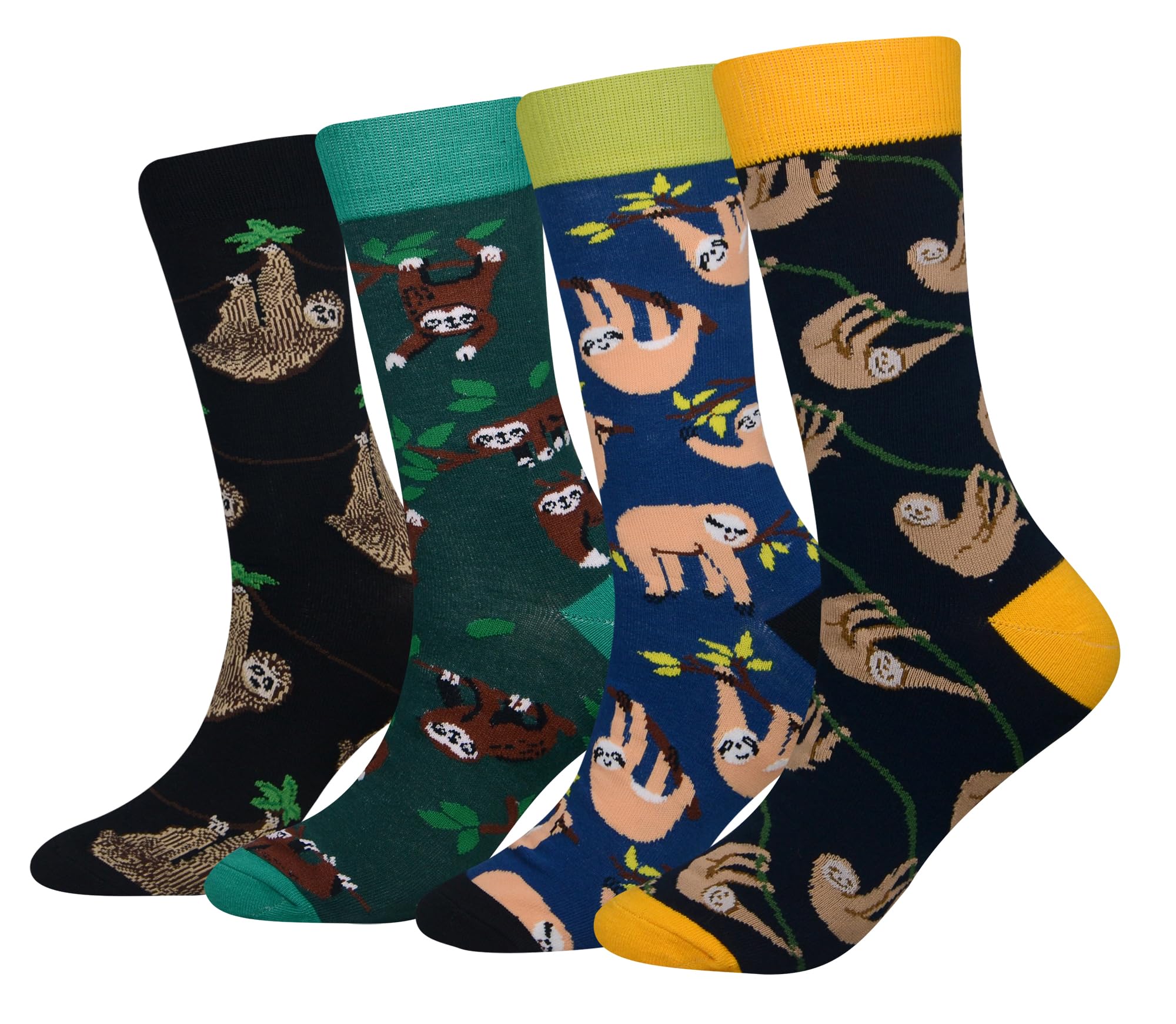 Cansok Men's EUR 42-46 Sloth Socks Animal Gift Crazy Novelty Dress Crew Calf Socks (Sloth)