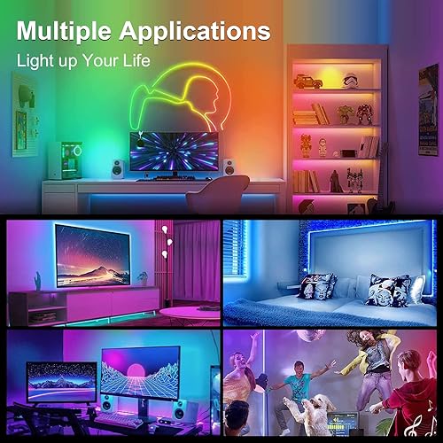 Miniatura 6 de Mioloe Cuerda de luz de neón 164 pies RGB con aplicación inteligente de sincronización de música diseño de bricolaje 16 millones de colores funciona