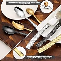 Vista 4 de Theoson - Juego de cubiertos martillados para 4, juego de utensilios de acero inoxidable, 20 piezas de cubiertos resistentes para cocina, aptos
