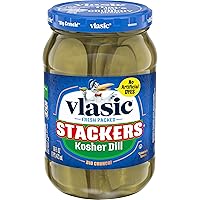 Vista 1 de Vlasic Stackers Kosher Eneldo Pickles, apto para dieta cetogénica, 16 onzas líquidas