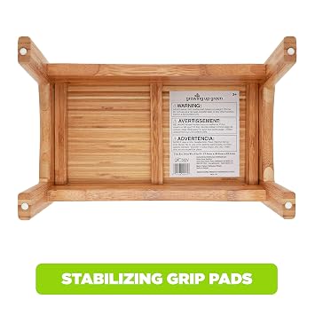 Growing Up Green Bamboo Bathroom Step Stool for Kids Using the Toilet and Sink - Kids Step Stool, Potty Training, Non-Slip, Bathroom, Kitchen, Lightweight