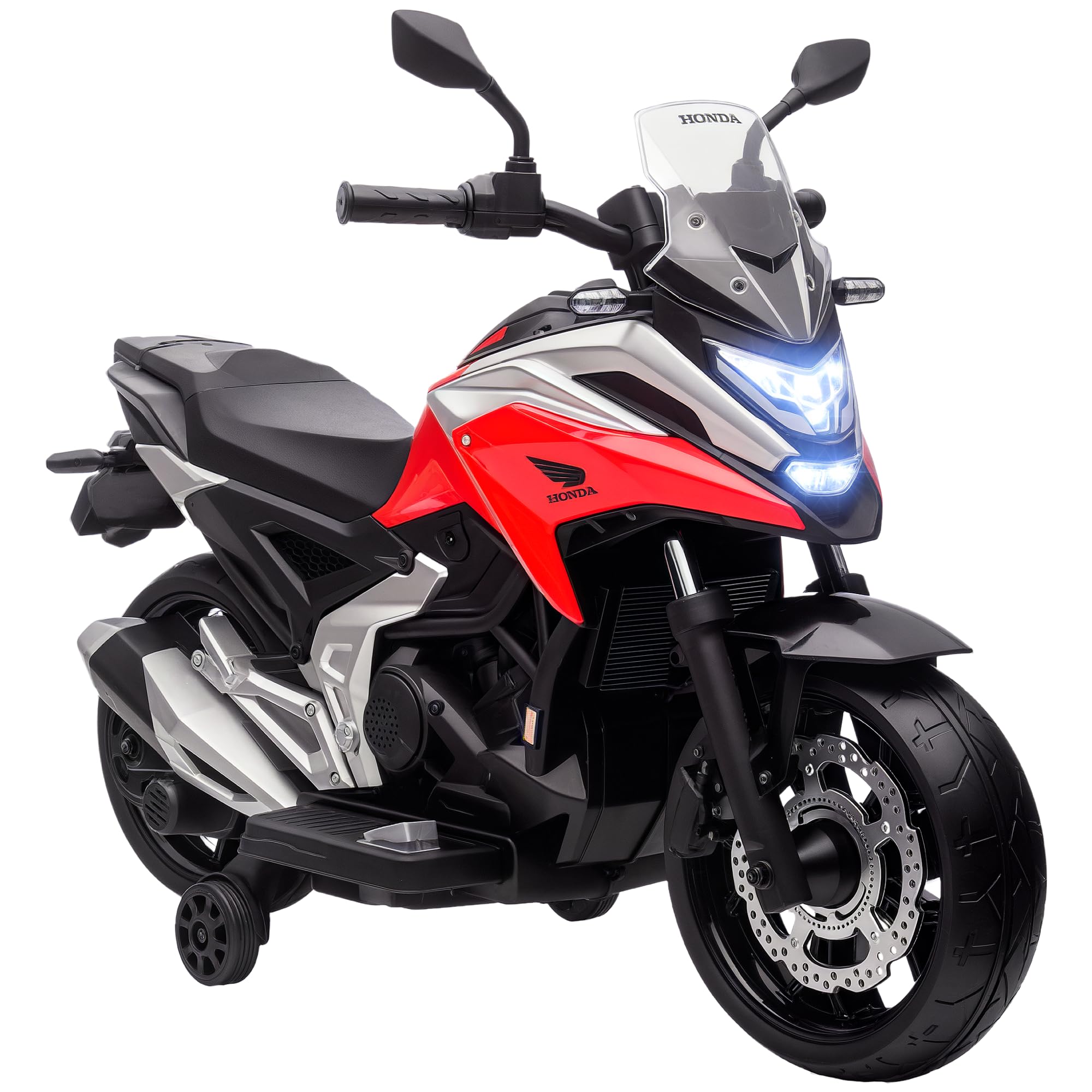Aiyaplay Honda Licensed 12V Kids Electric Motorbike - Red - 3-6 Years Old - One Button Start - Working Headlights & Music