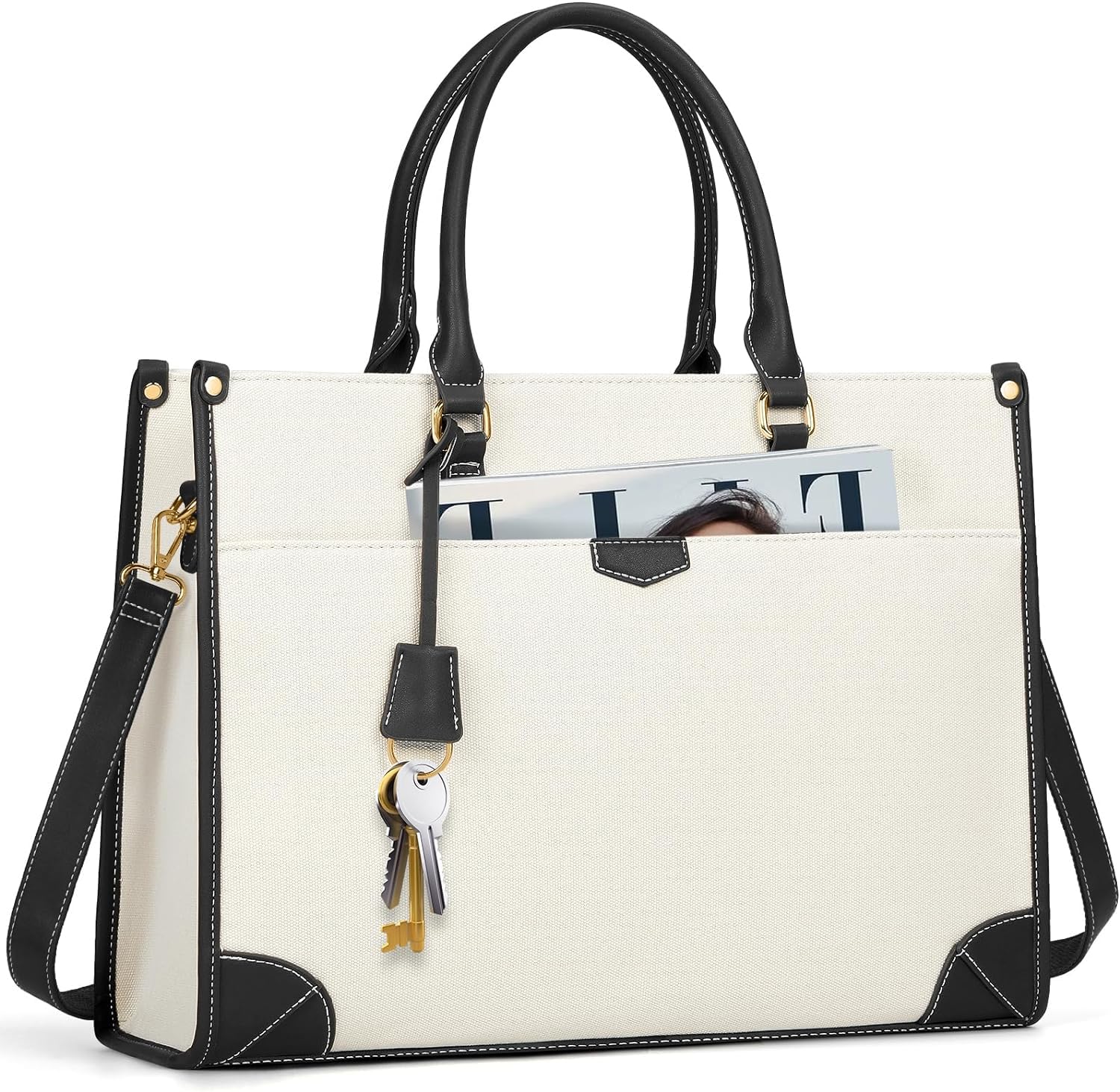 IGOLUMON Laptop Bags for Women 15.6 Inch Large Laptop Tote Bag Ladies Canvas Handbag Computer Bag Water Resistant for Work School Business Office Casual